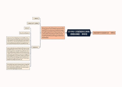 2019年12月四级作文常考话题及模板：求职信