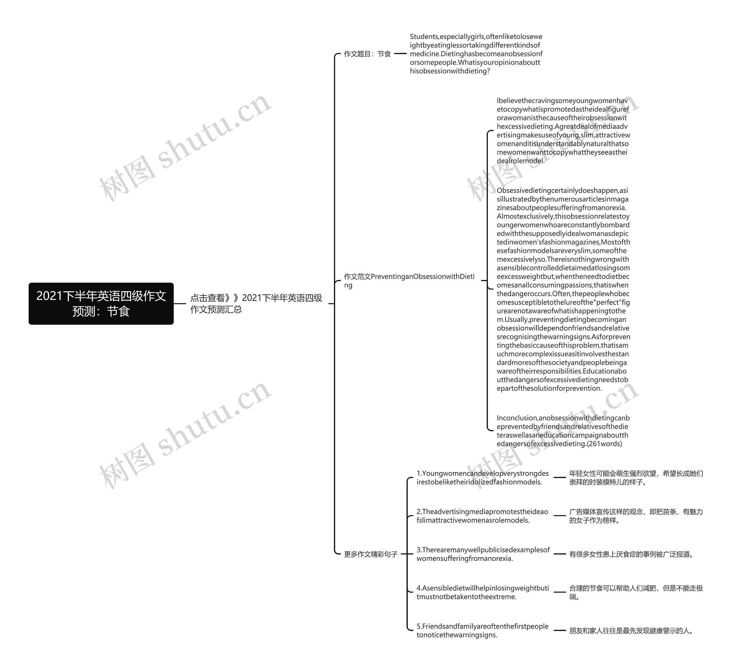 2021下半年英语四级作文预测：节食思维导图