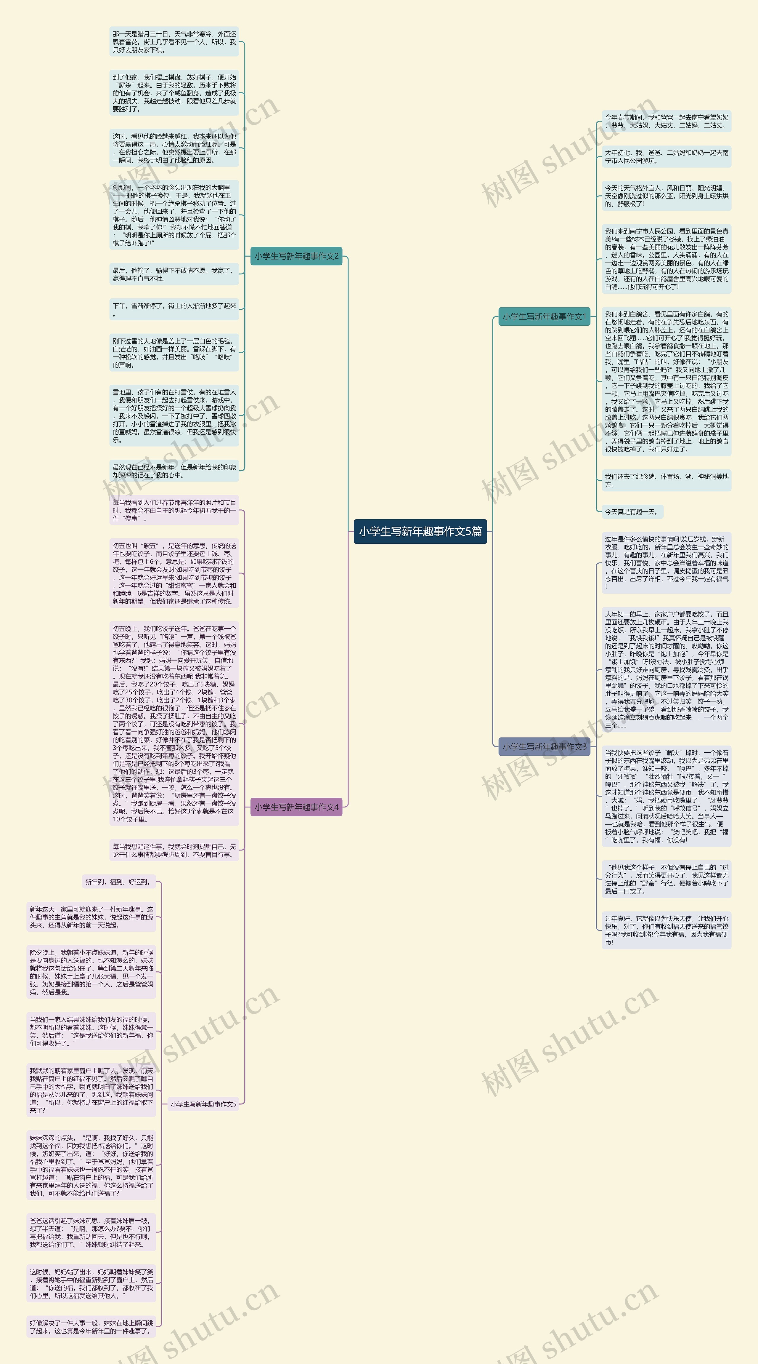 小学生写新年趣事作文5篇思维导图