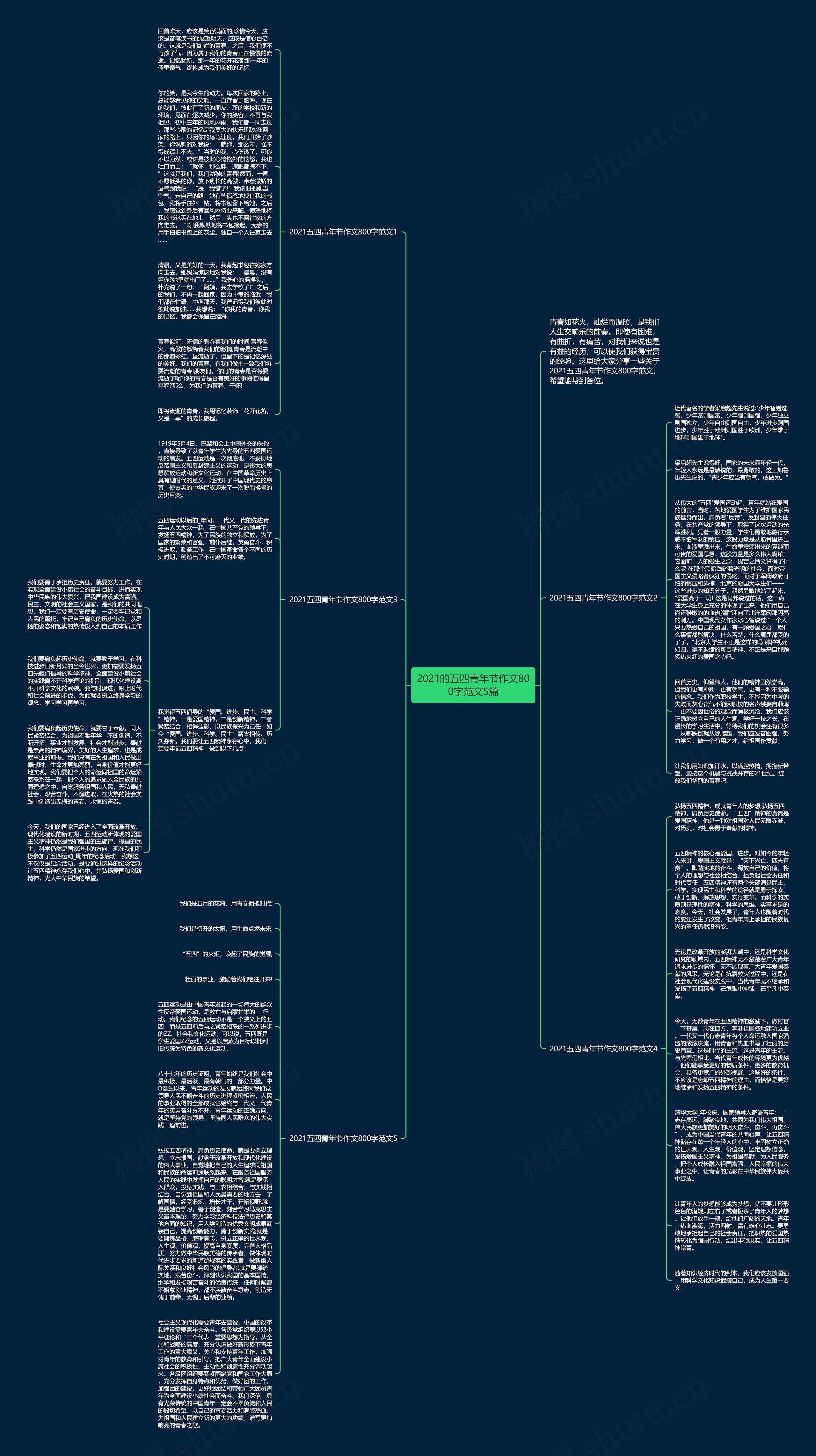 2021的五四青年节作文800字范文5篇思维导图