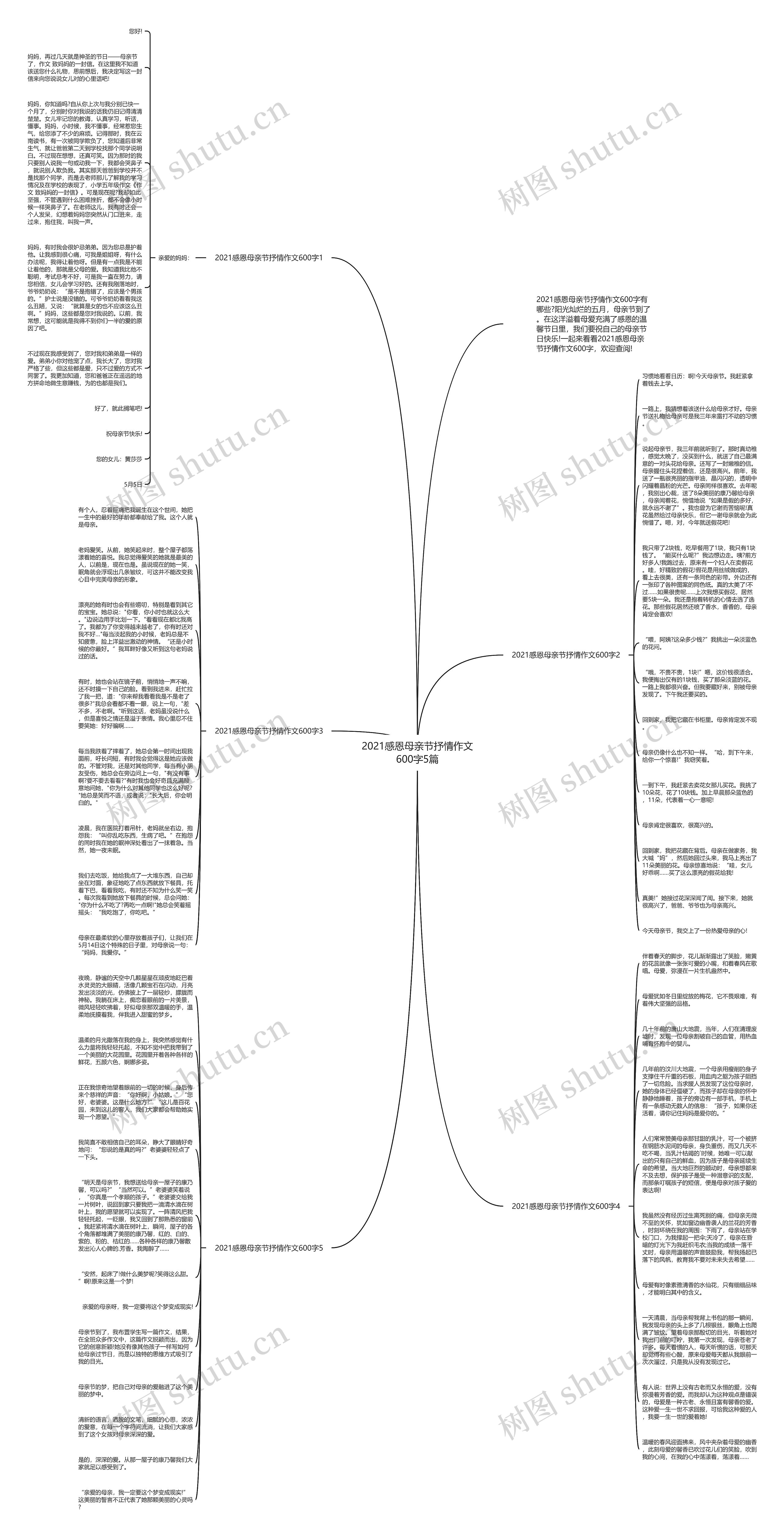 2021感恩母亲节抒情作文600字5篇