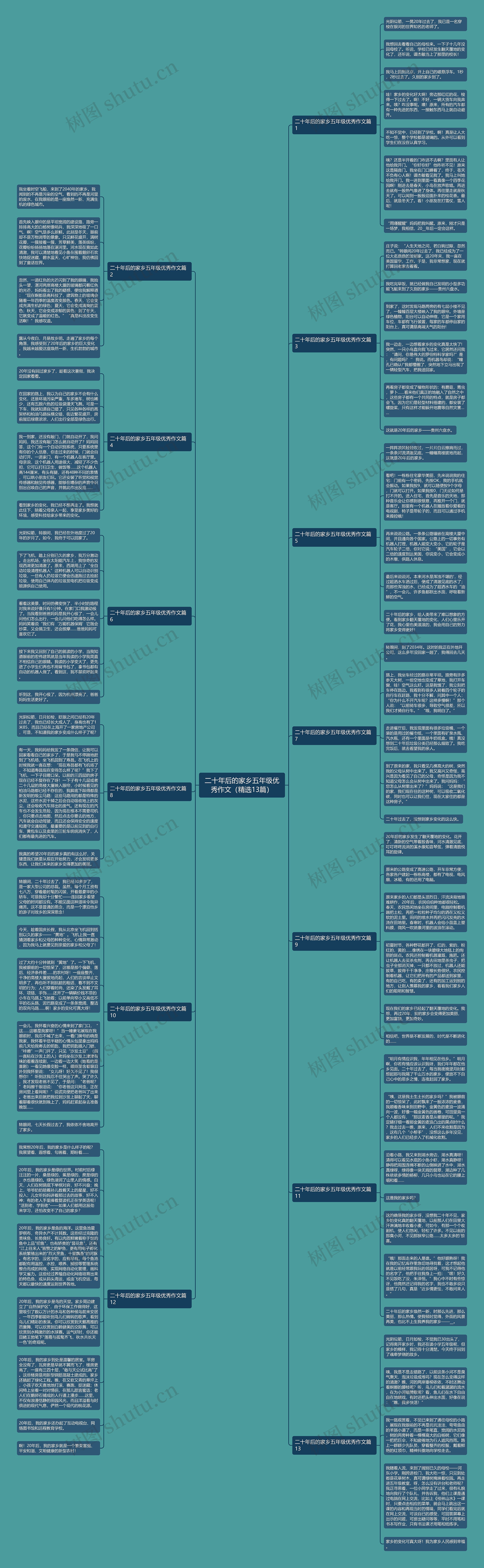 二十年后的家乡五年级优秀作文（精选13篇）思维导图
