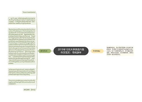 2015年12月大学英语六级作文范文：寻找游伴