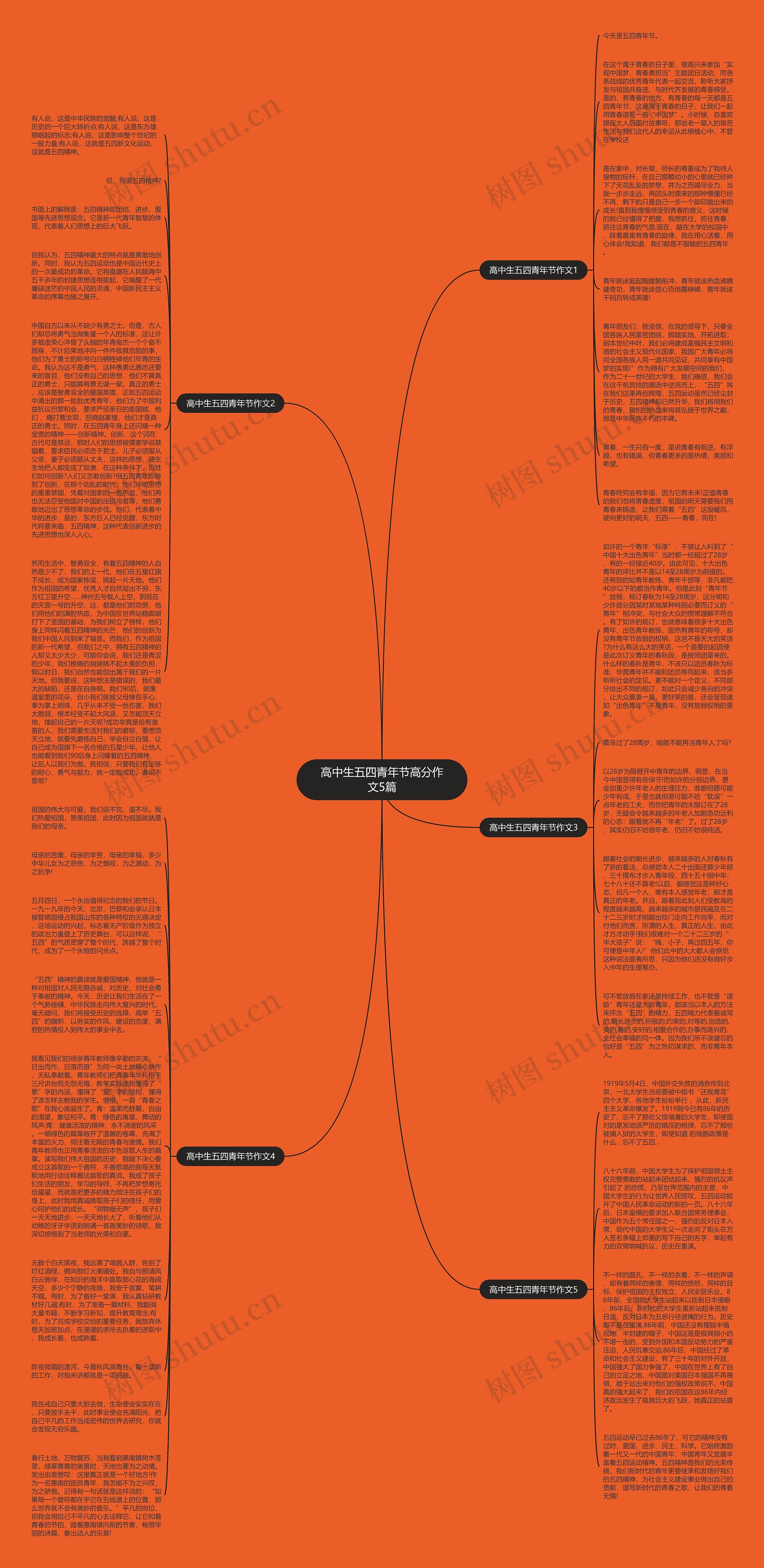 高中生五四青年节高分作文5篇思维导图