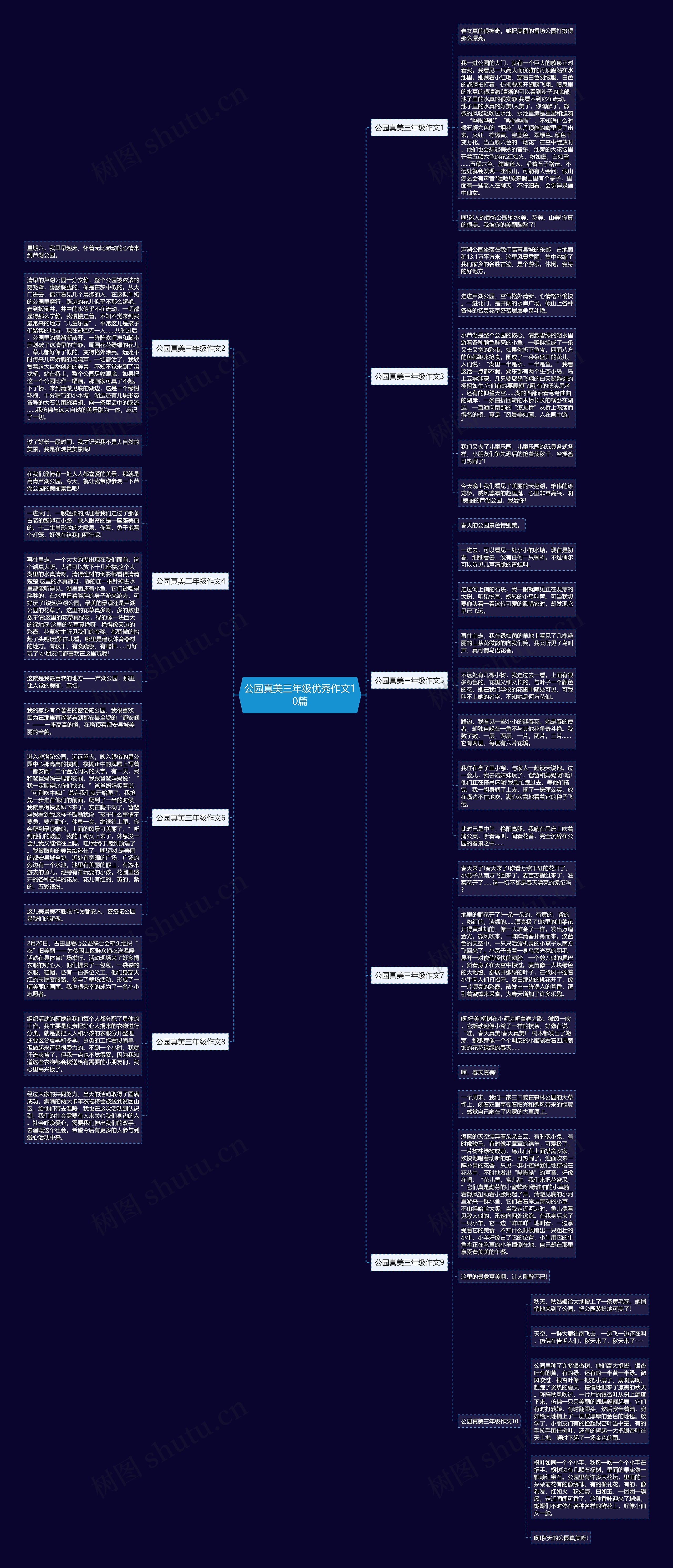 公园真美三年级优秀作文10篇思维导图