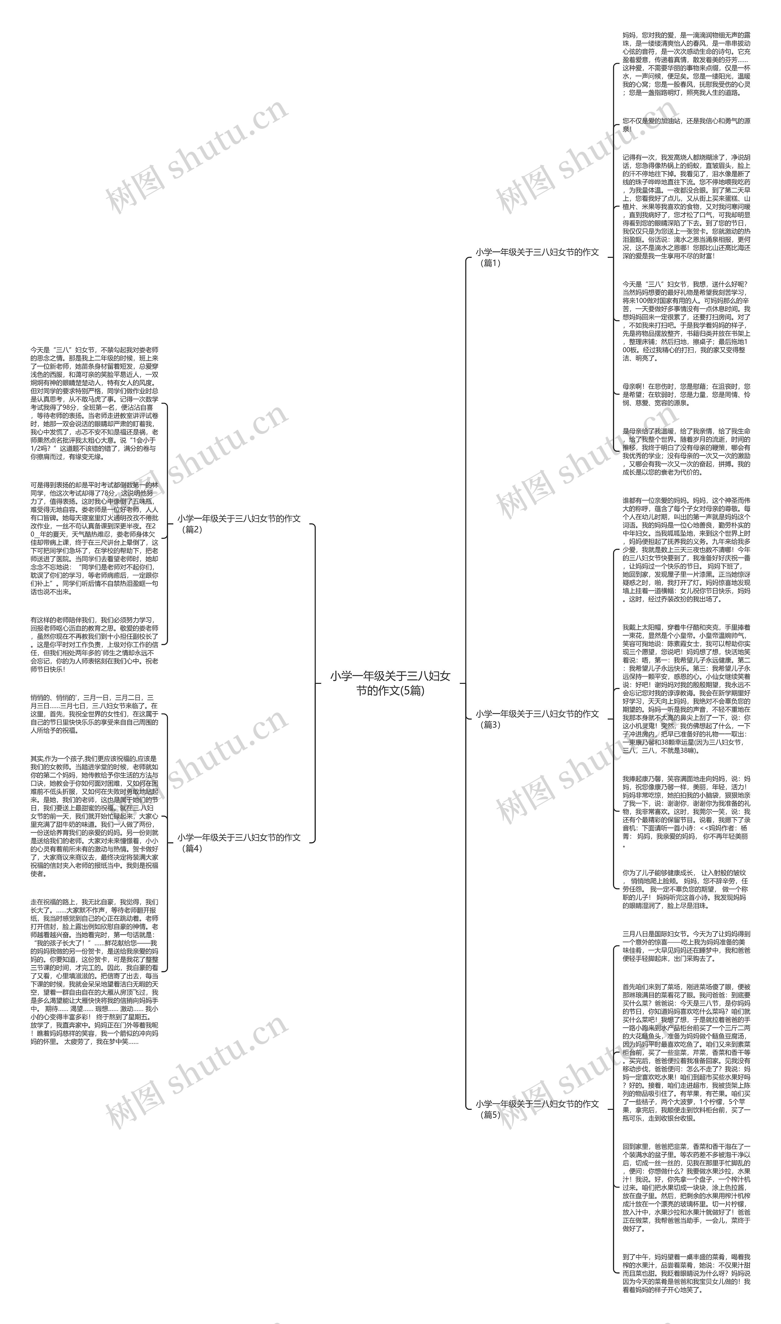 小学一年级关于三八妇女节的作文(5篇)思维导图