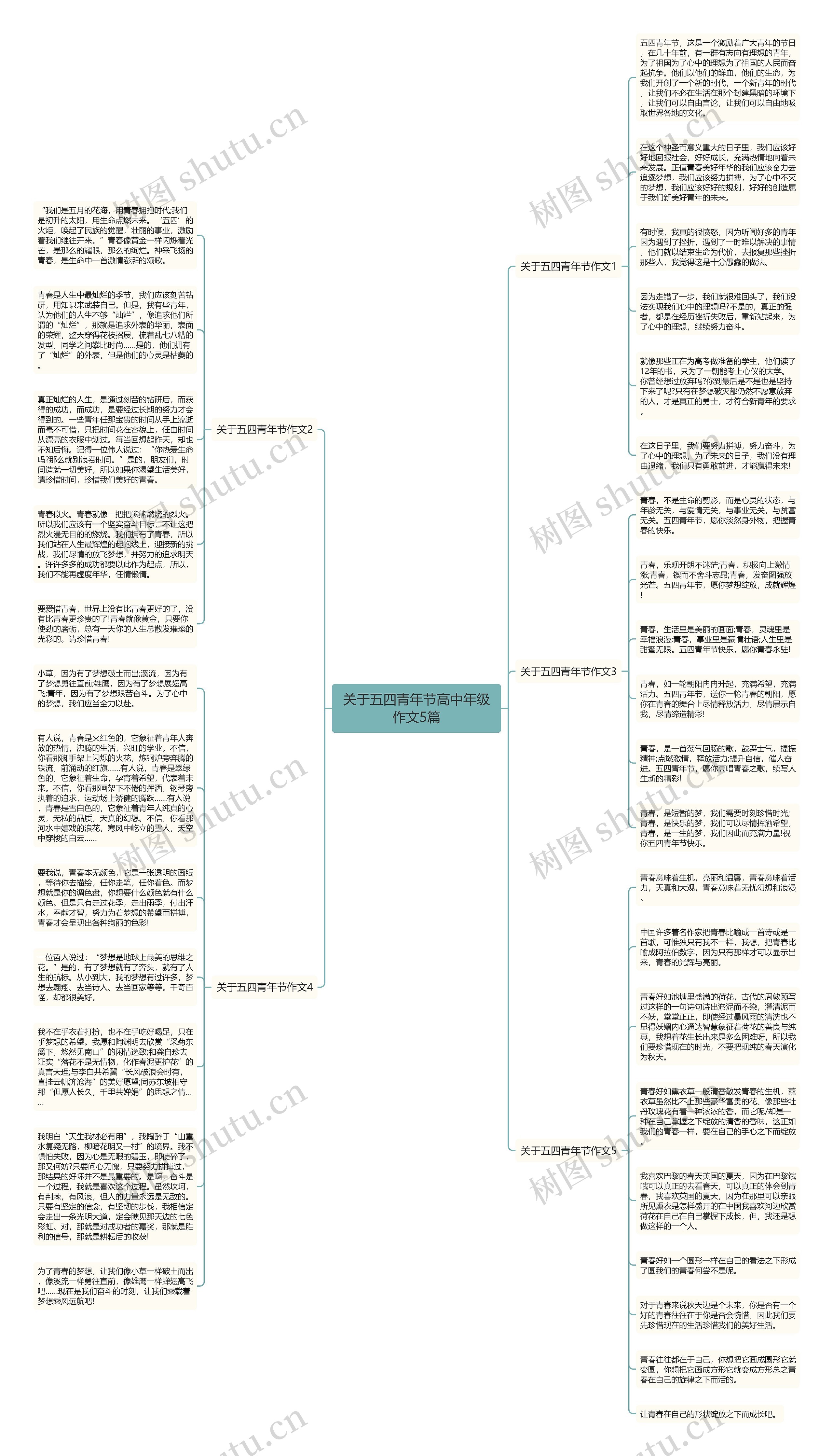 关于五四青年节高中年级作文5篇思维导图