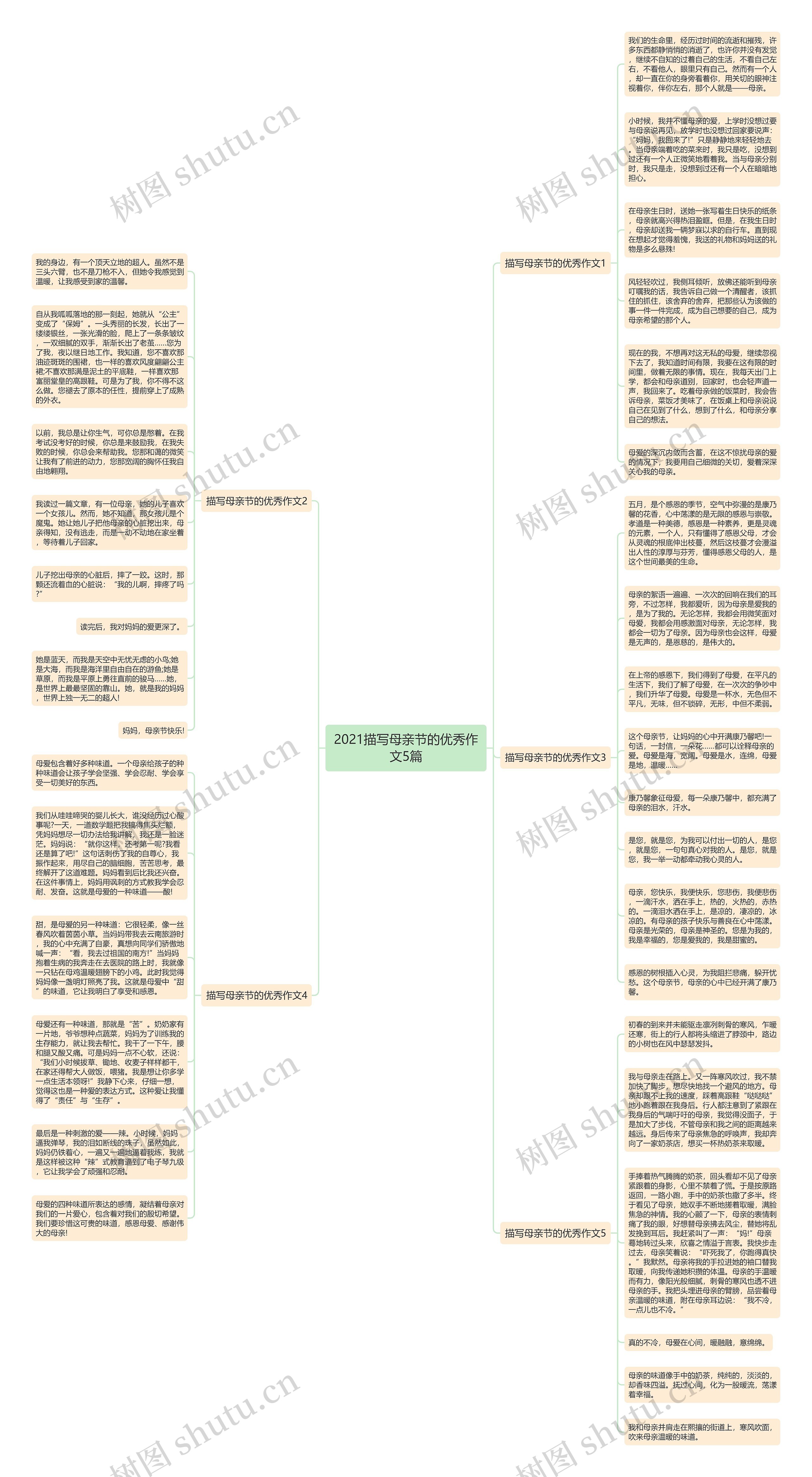 2021描写母亲节的优秀作文5篇思维导图