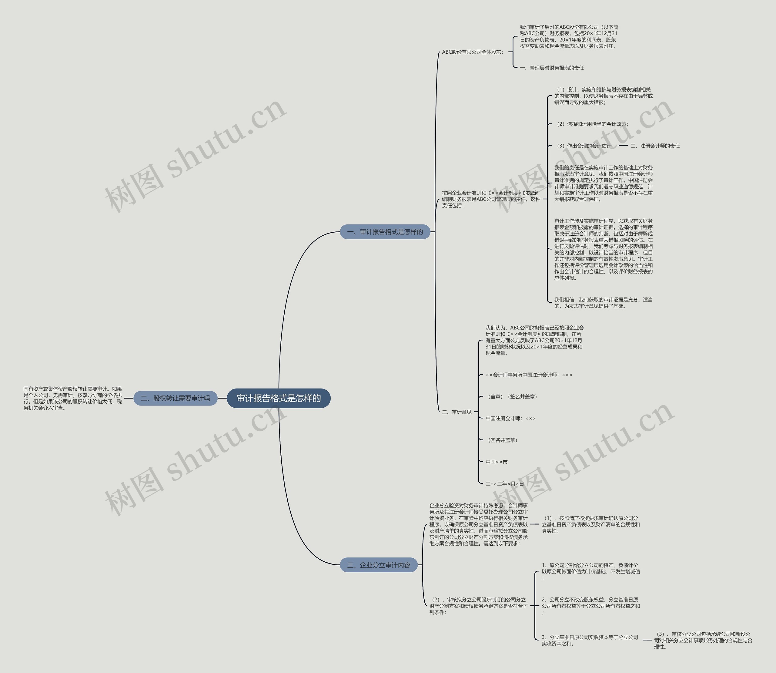 审计报告格式是怎样的思维导图