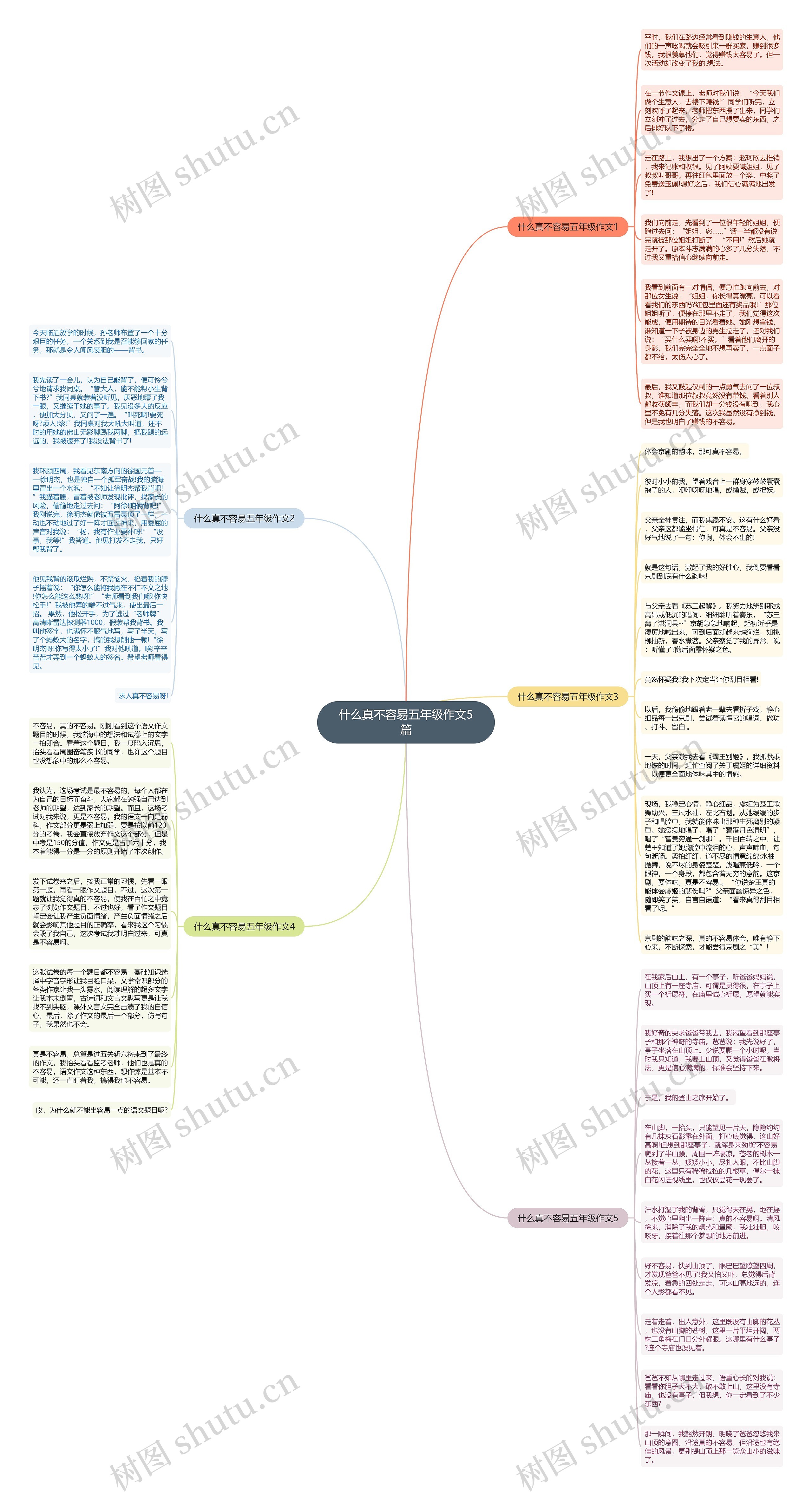 什么真不容易五年级作文5篇思维导图
