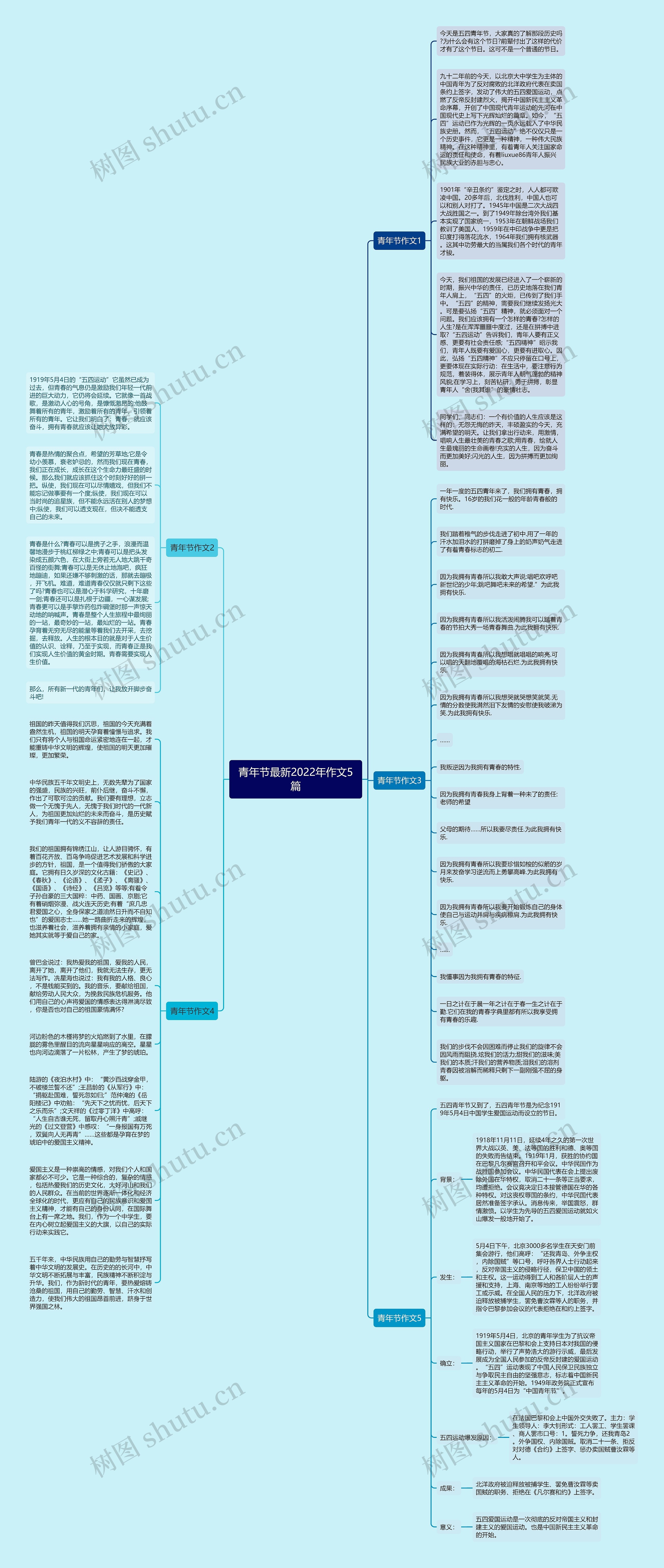 青年节最新2022年作文5篇思维导图