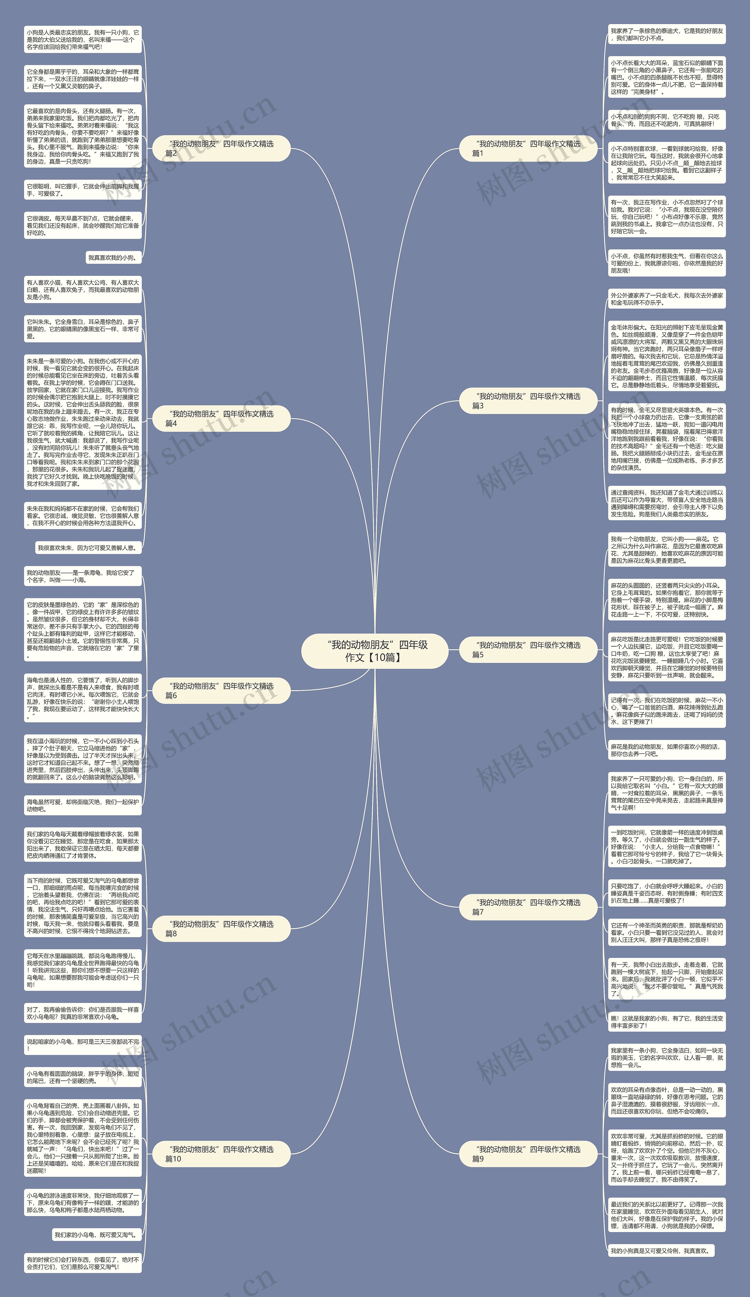 “我的动物朋友”四年级作文【10篇】思维导图