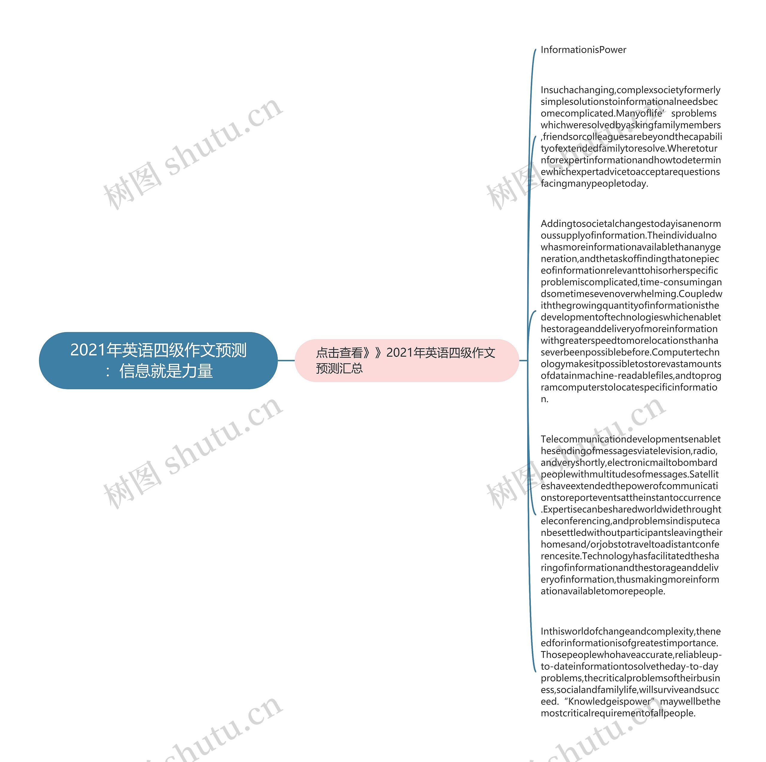 2021年英语四级作文预测：信息就是力量思维导图