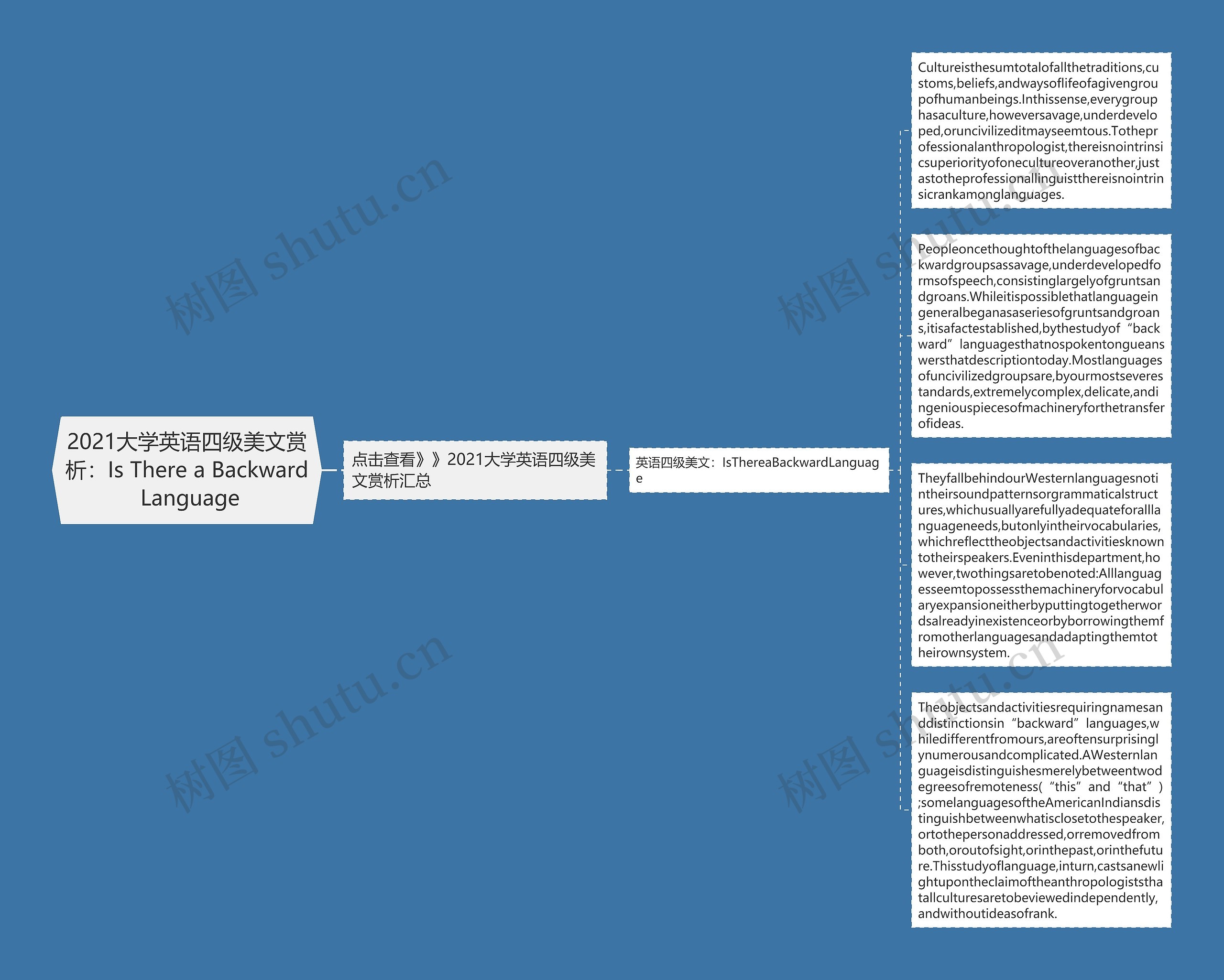 2021大学英语四级美文赏析：Is There a Backward Language思维导图