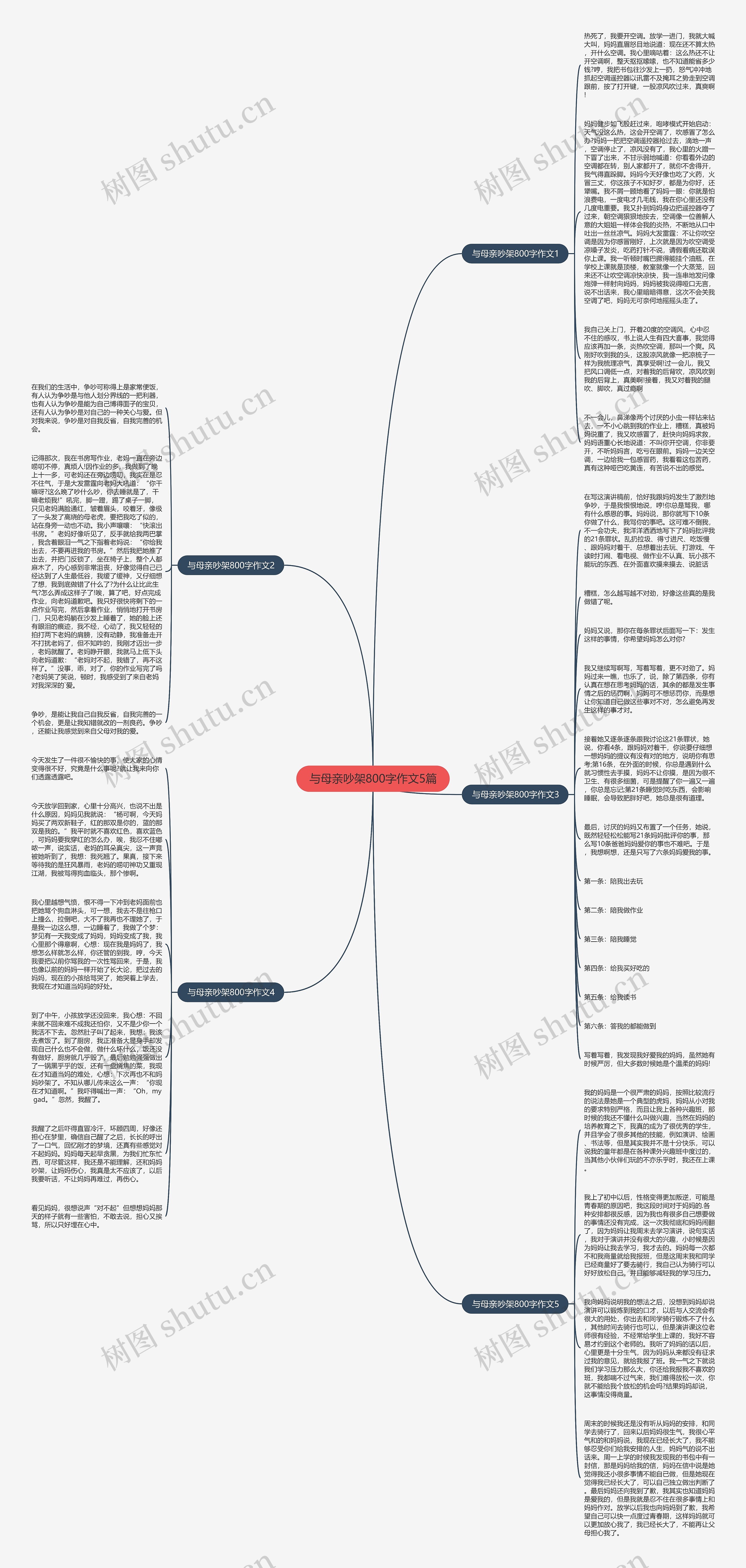与母亲吵架800字作文5篇思维导图
