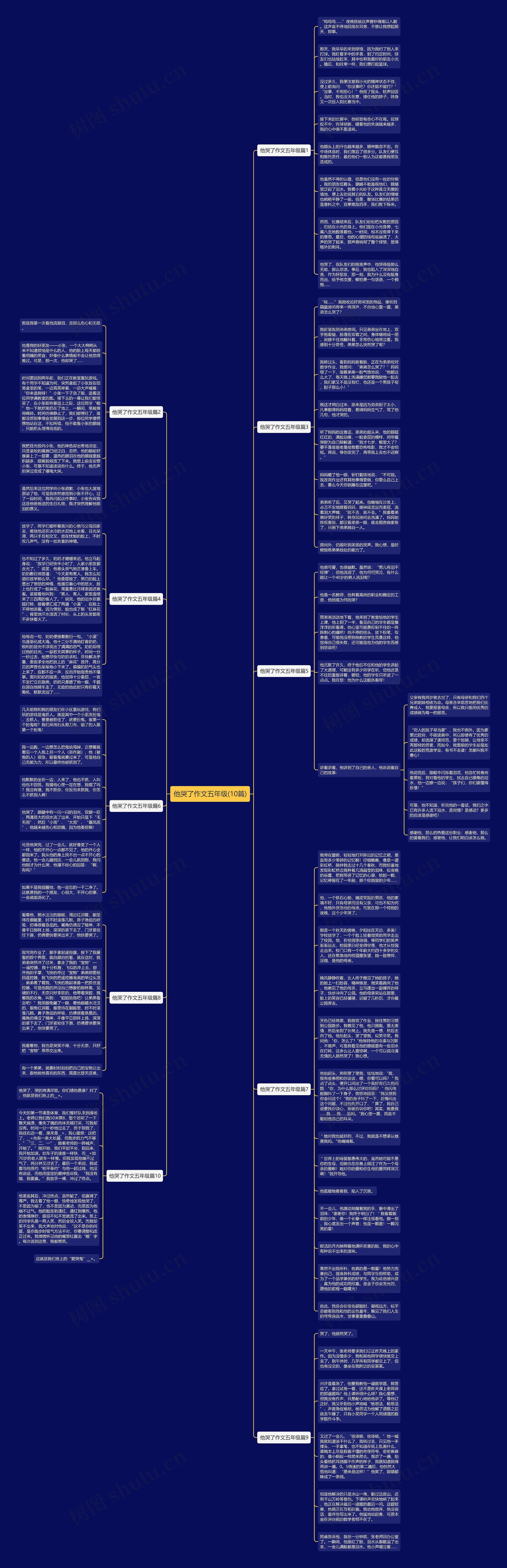 他哭了作文五年级(10篇)思维导图