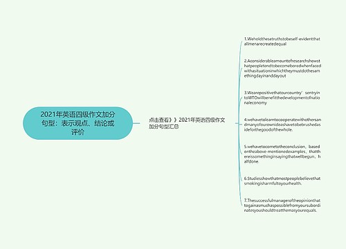 2021年英语四级作文加分句型：表示观点、结论或评价