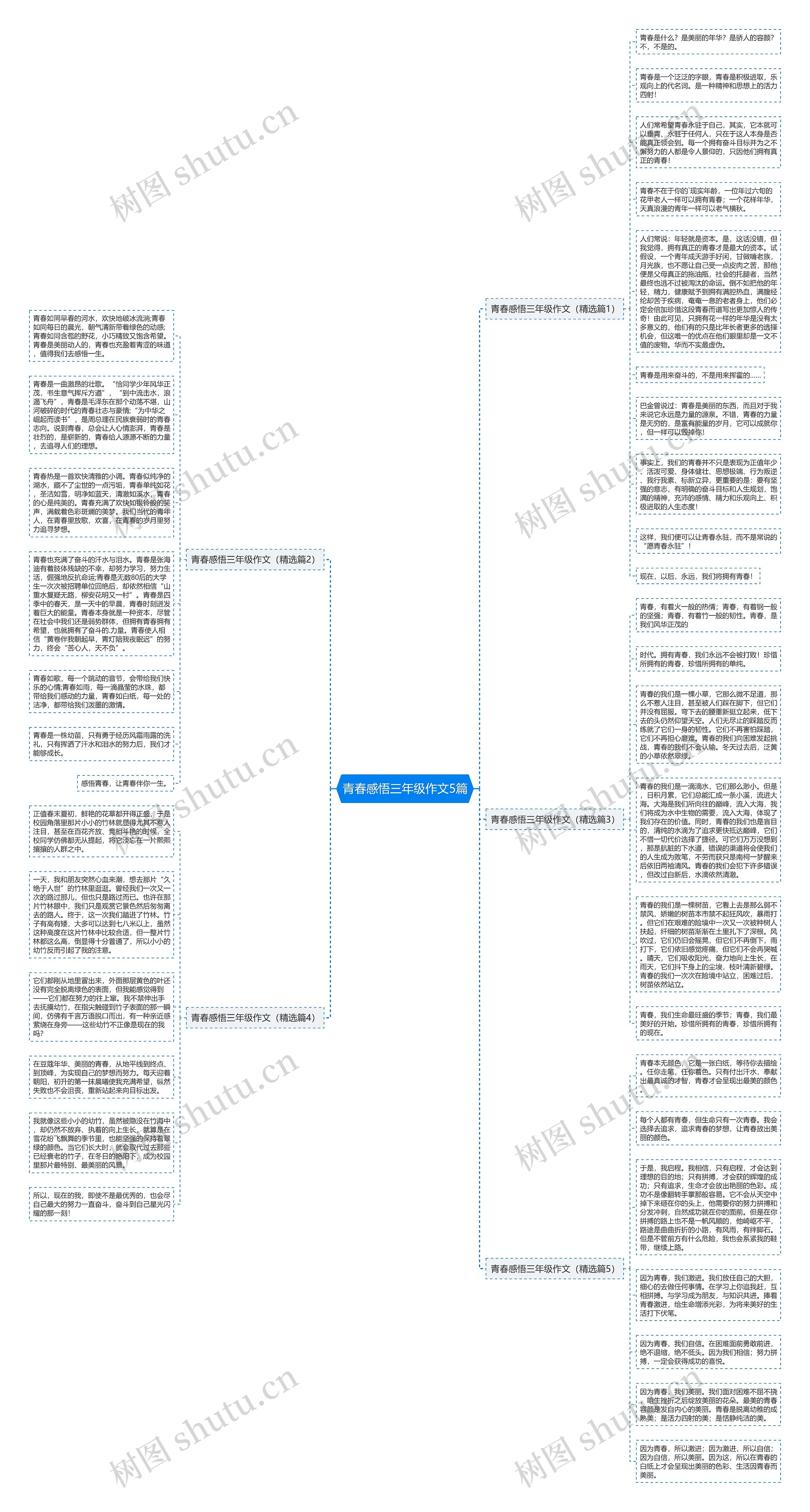 青春感悟三年级作文5篇思维导图
