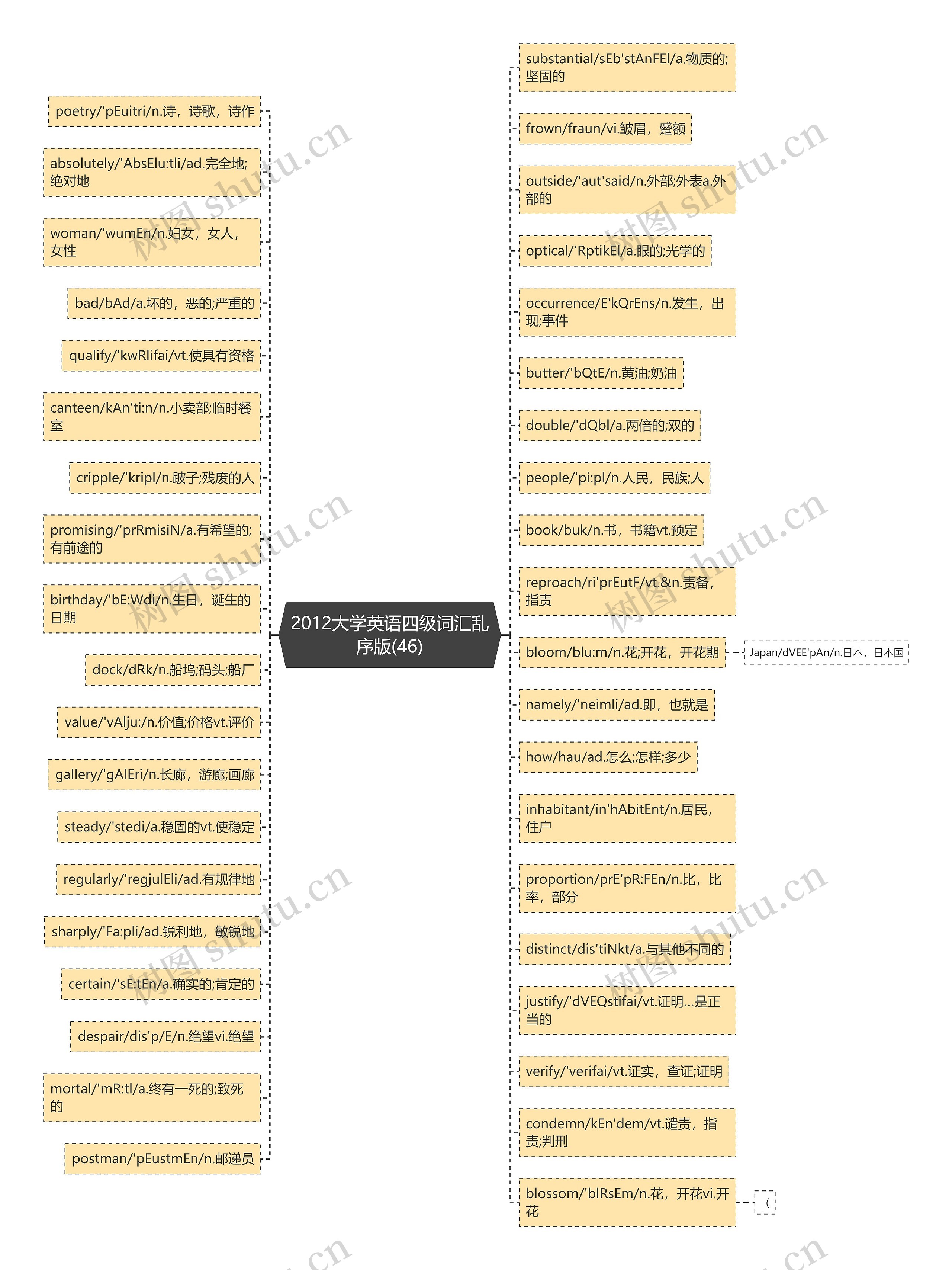 2012大学英语四级词汇乱序版(46)思维导图