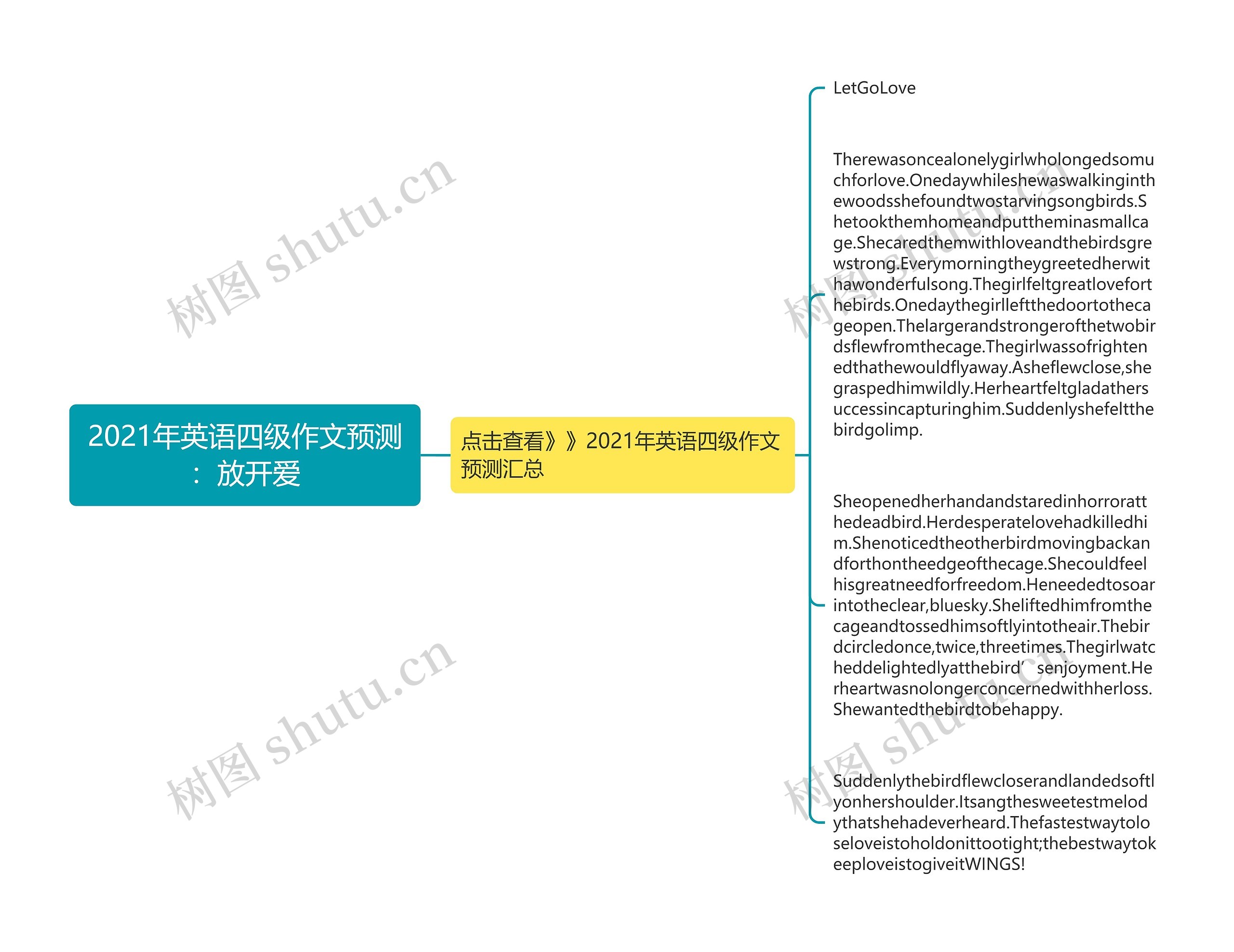 2021年英语四级作文预测：放开爱思维导图