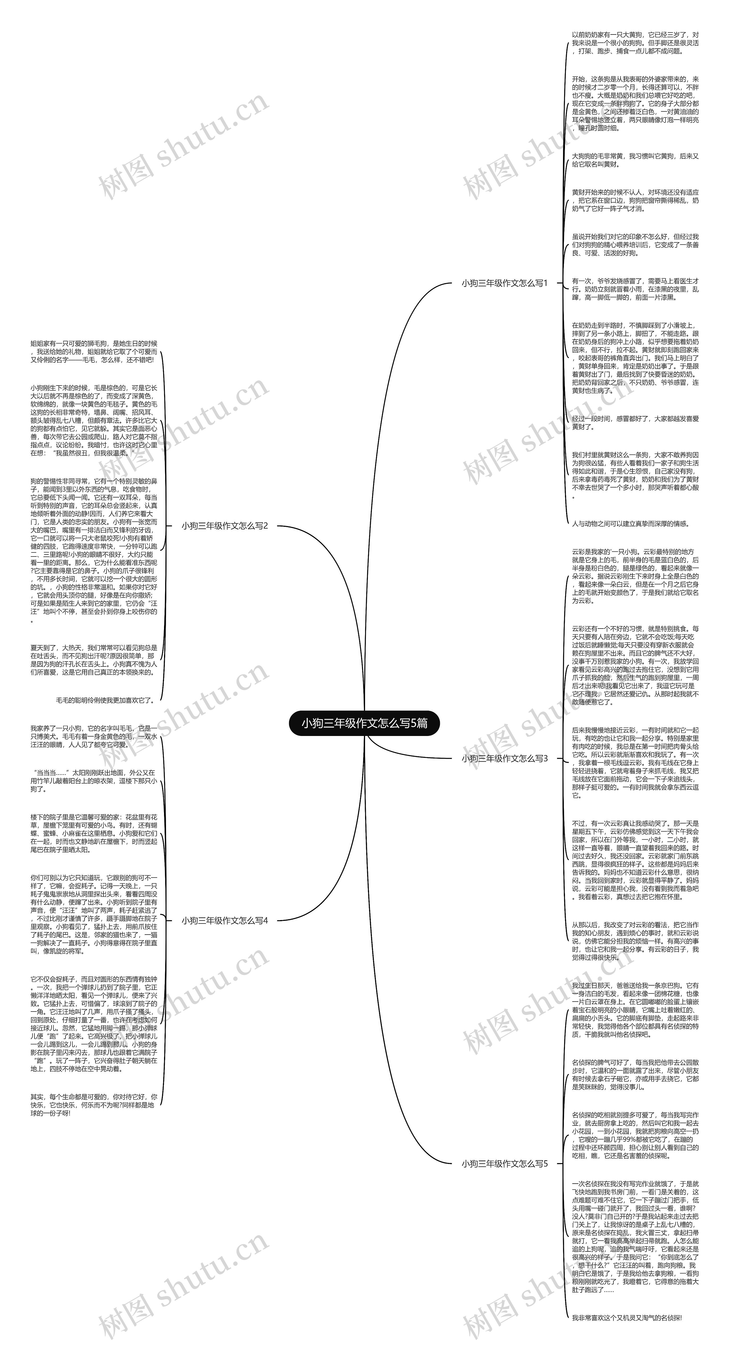 小狗三年级作文怎么写5篇思维导图