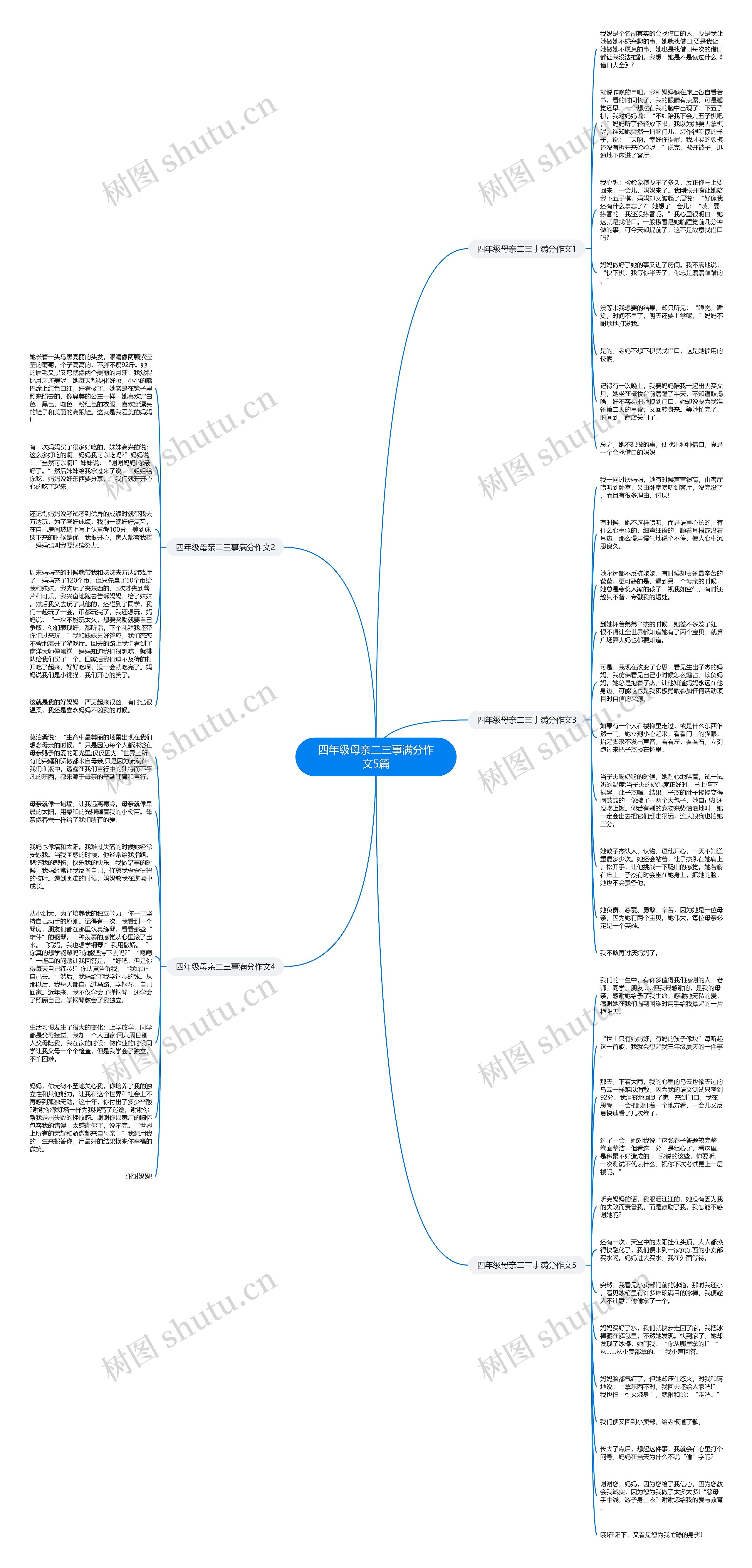四年级母亲二三事满分作文5篇思维导图