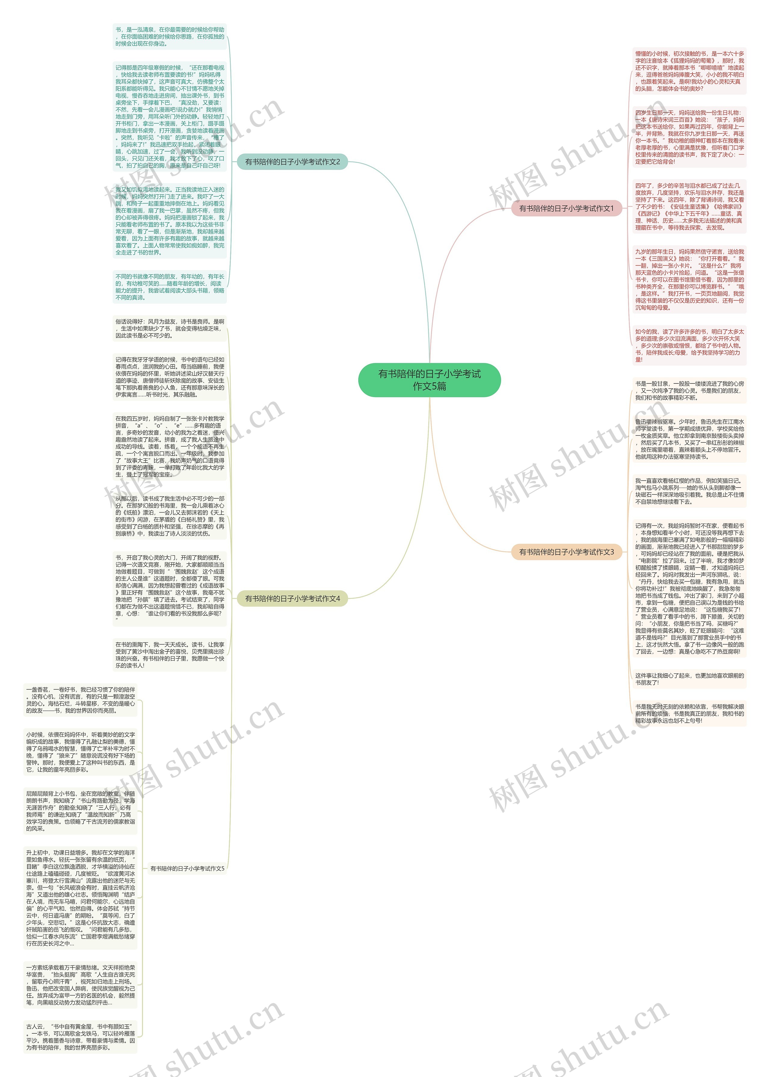 有书陪伴的日子小学考试作文5篇思维导图