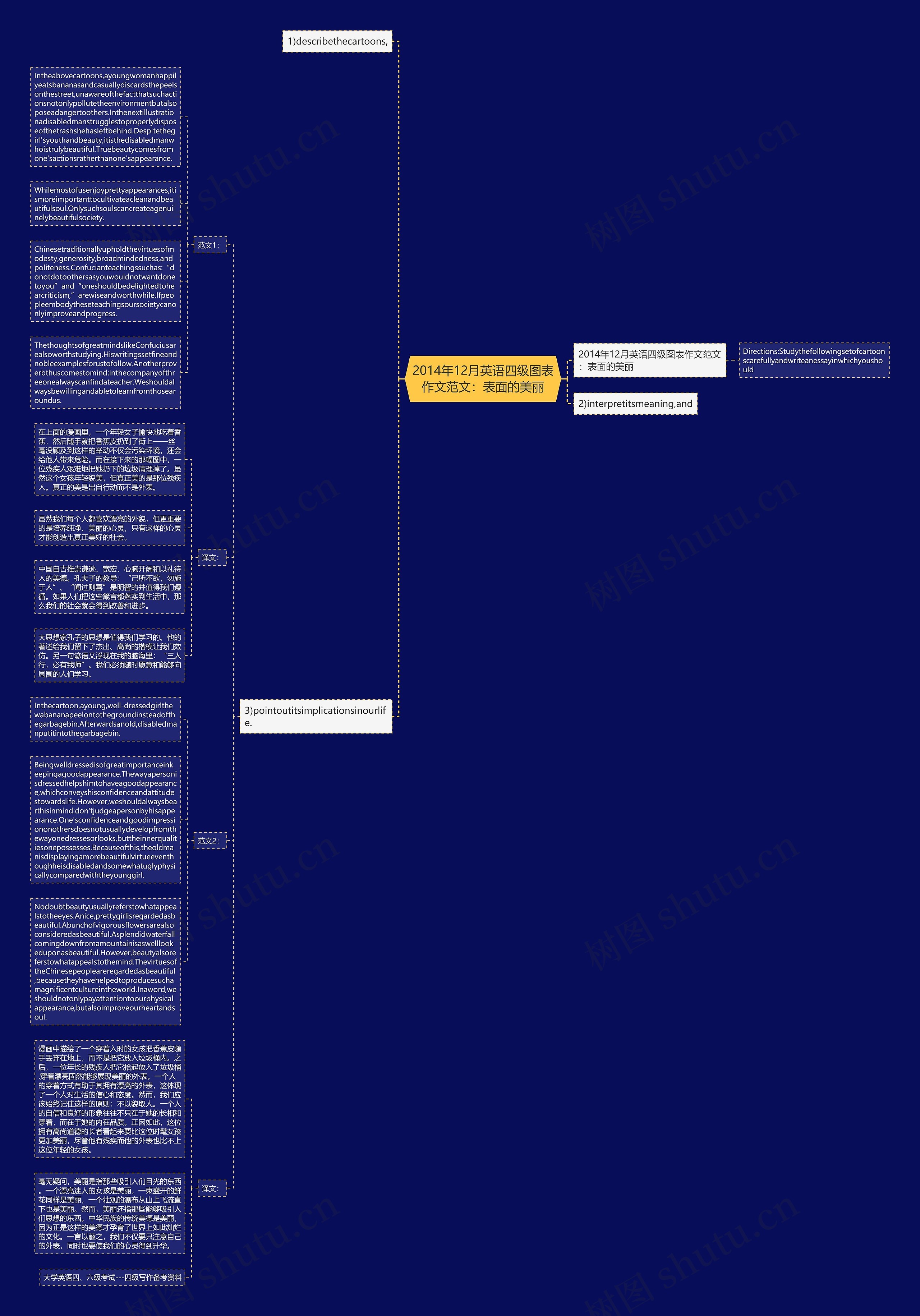 2014年12月英语四级图表作文范文：表面的美丽思维导图