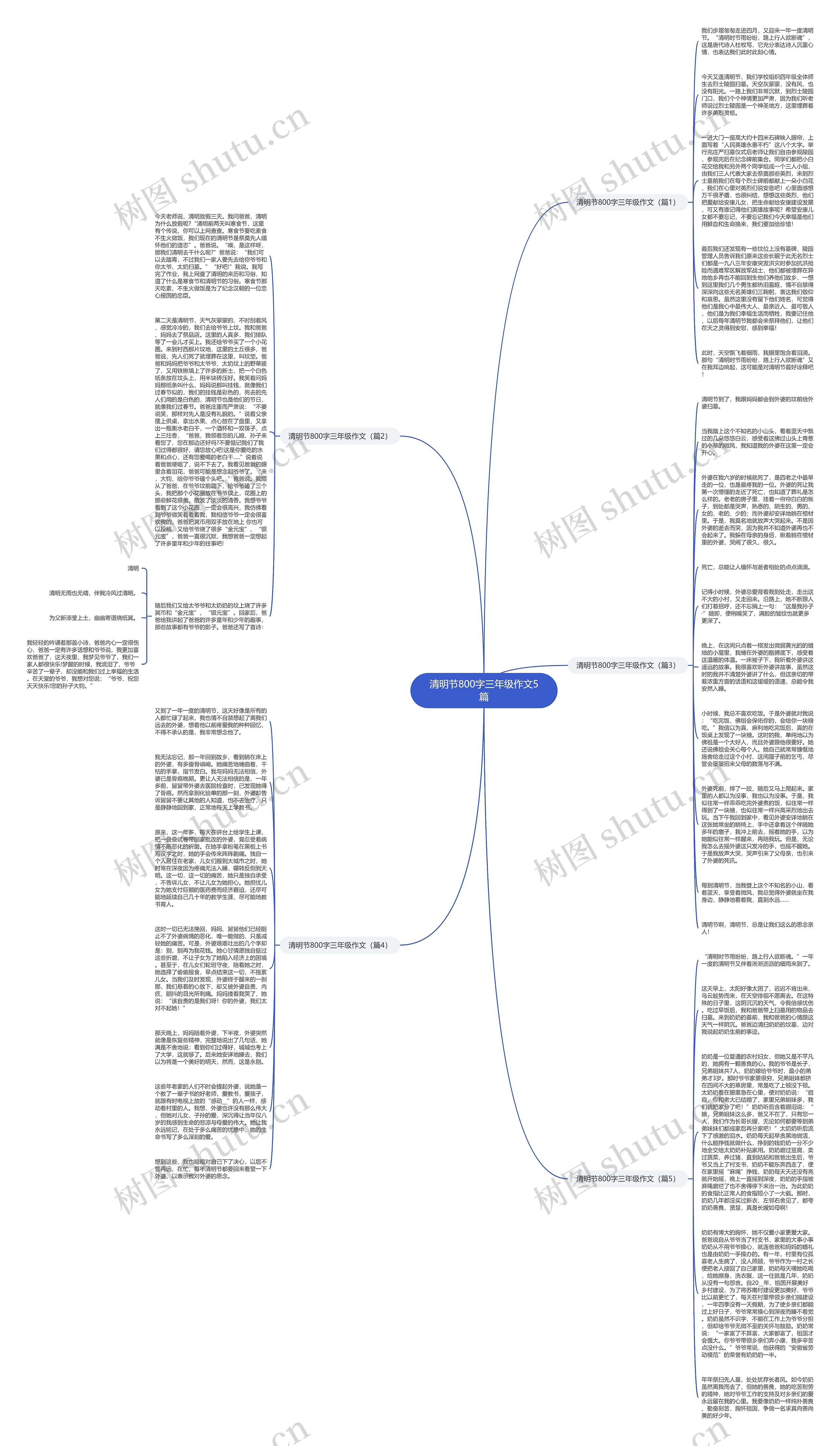 清明节800字三年级作文5篇思维导图