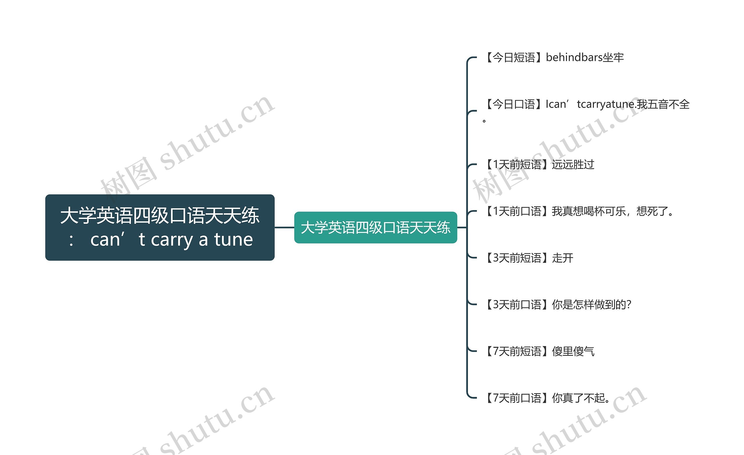 大学英语四级口语天天练： can’t carry a tune思维导图