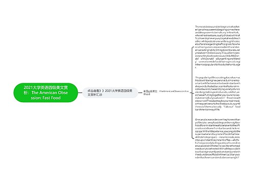 2021大学英语四级美文赏析:The American Obsession: Fast Food 2021大学英语四级美文赏析:The American Obsession: Fast Food