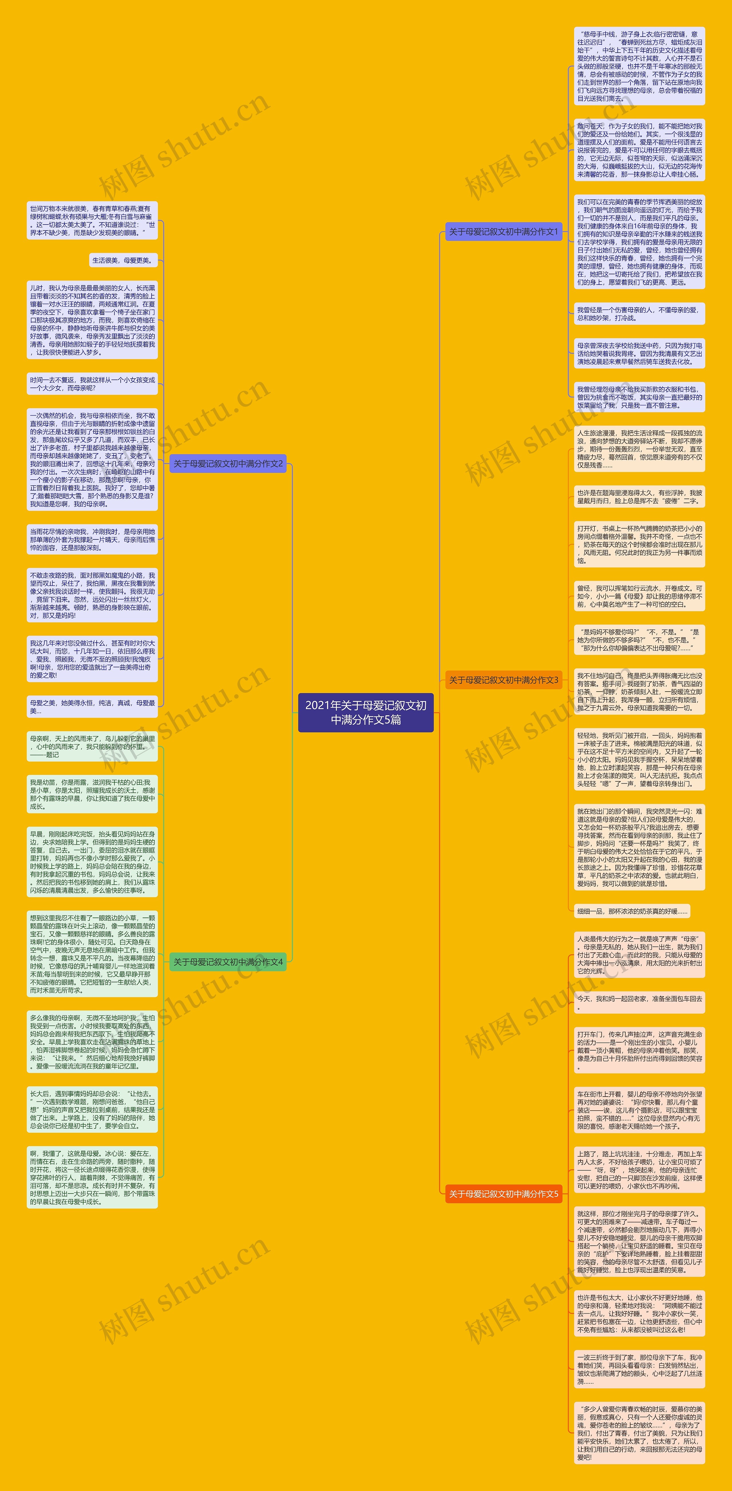2021年关于母爱记叙文初中满分作文5篇思维导图高清图 2021年关于母爱记叙文初中满分作文5篇思维导图