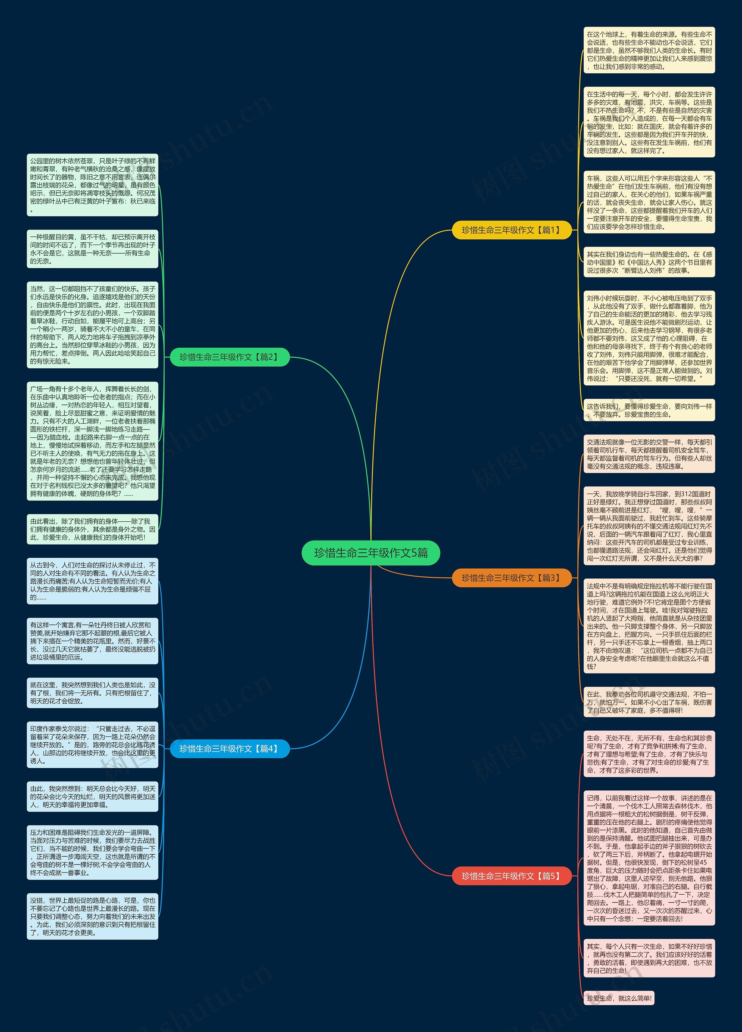 珍惜生命三年级作文5篇思维导图高清图 珍惜生命三年级作文5篇思维导图