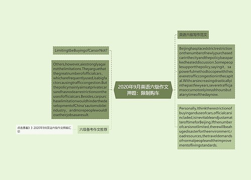 2020年9月英语六级作文押题：限制购车