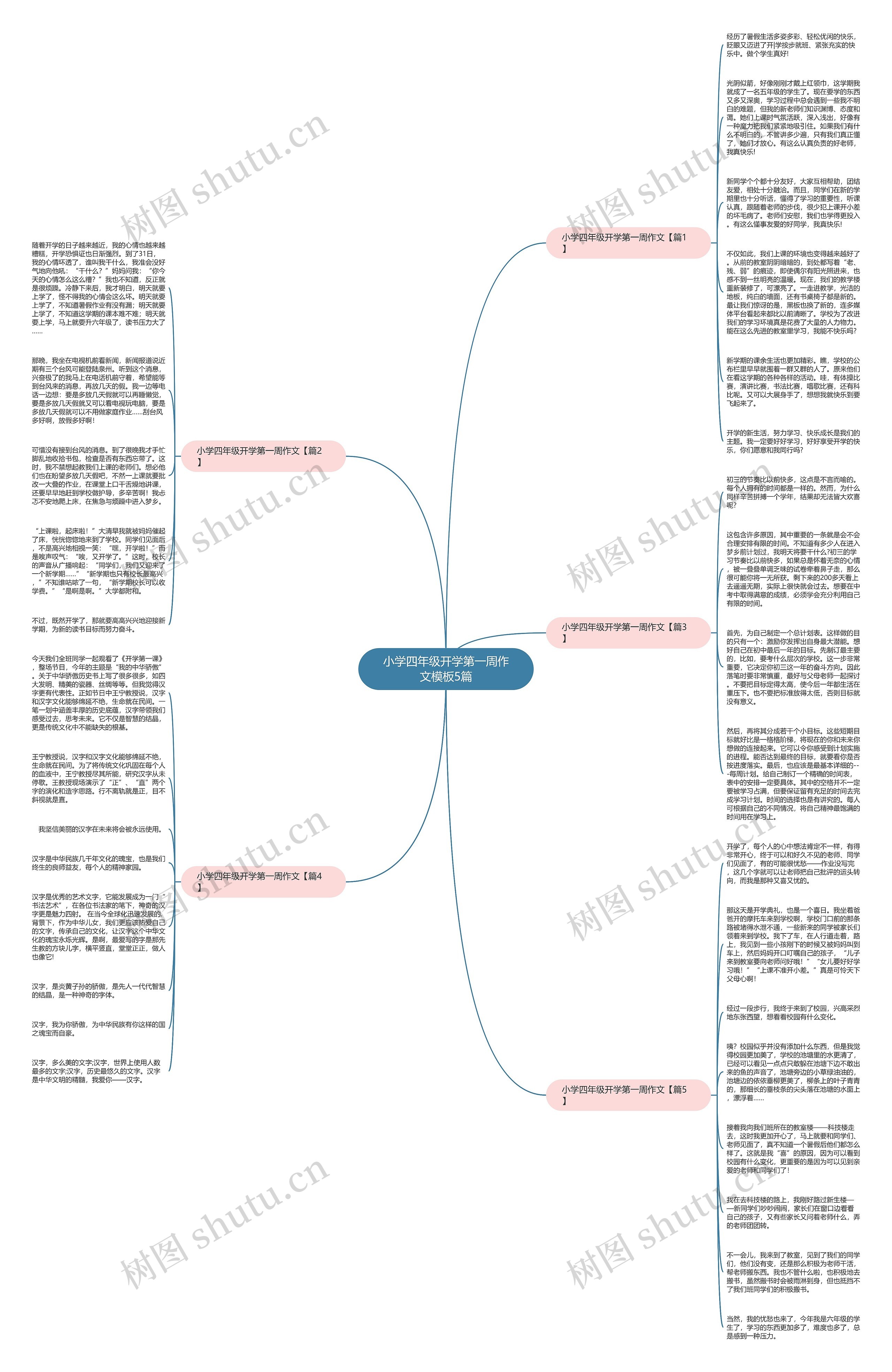小学四年级开学第一周作文5篇思维导图
