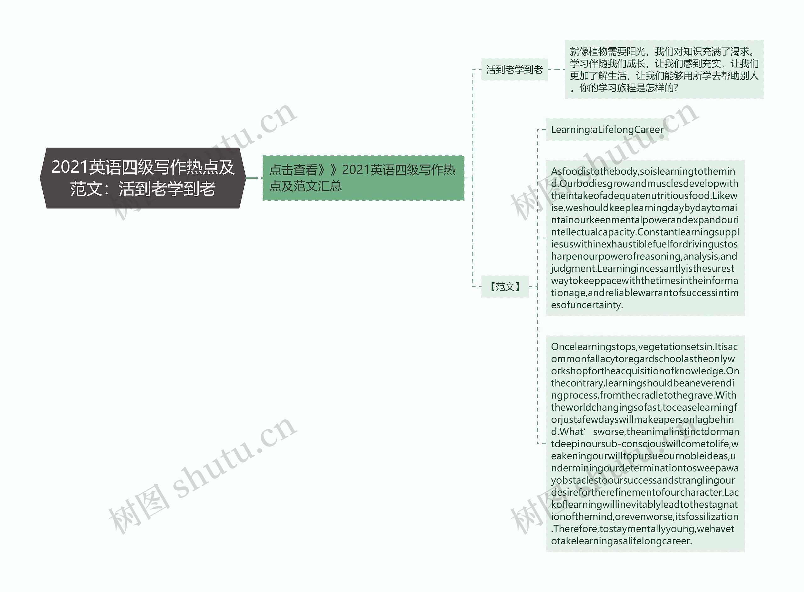 2021英语四级写作热点及范文：活到老学到老思维导图