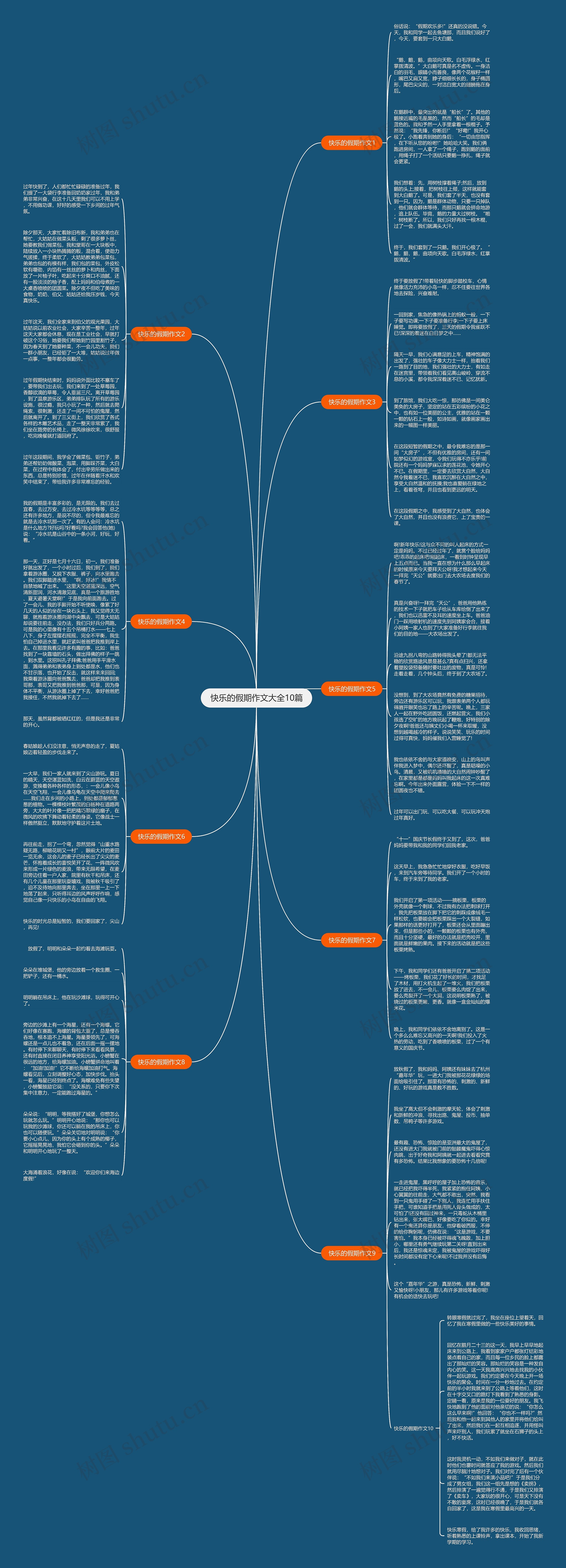快乐的假期作文大全10篇思维导图