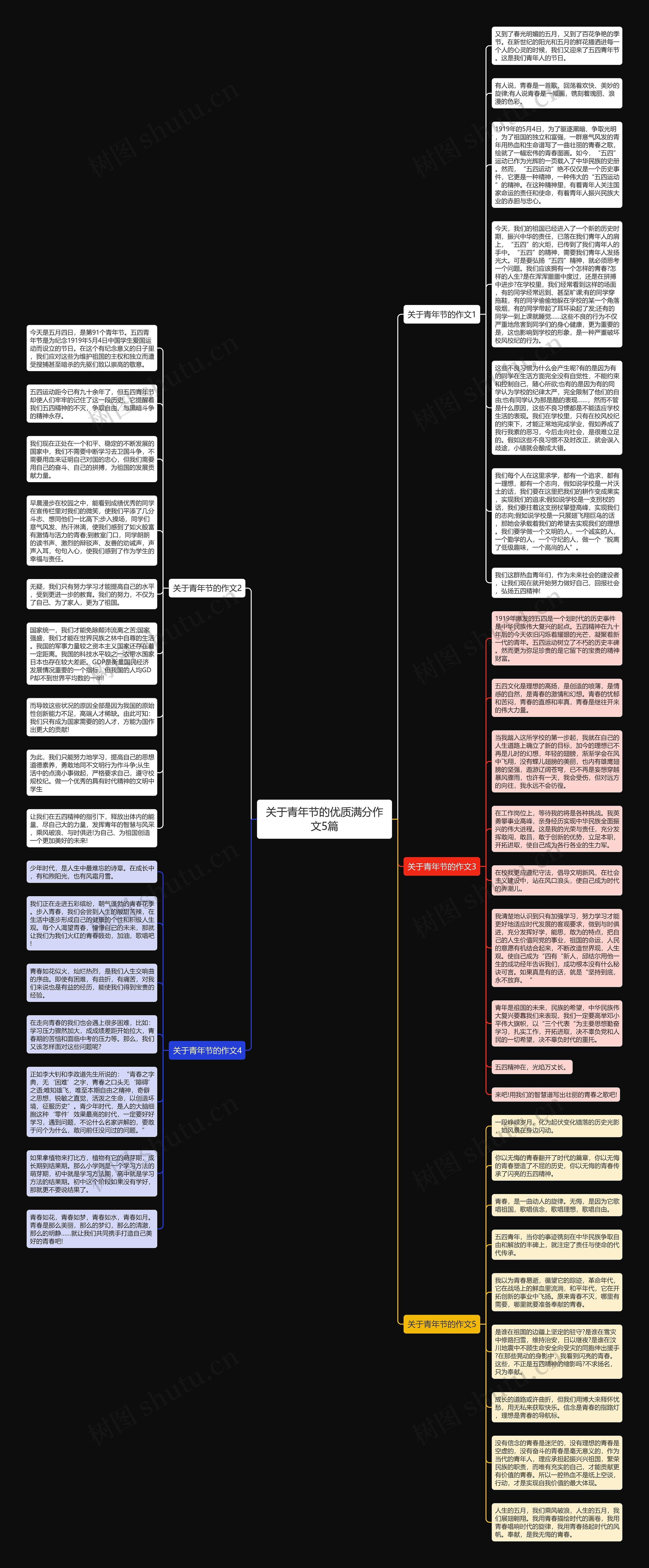 关于青年节的优质满分作文5篇思维导图