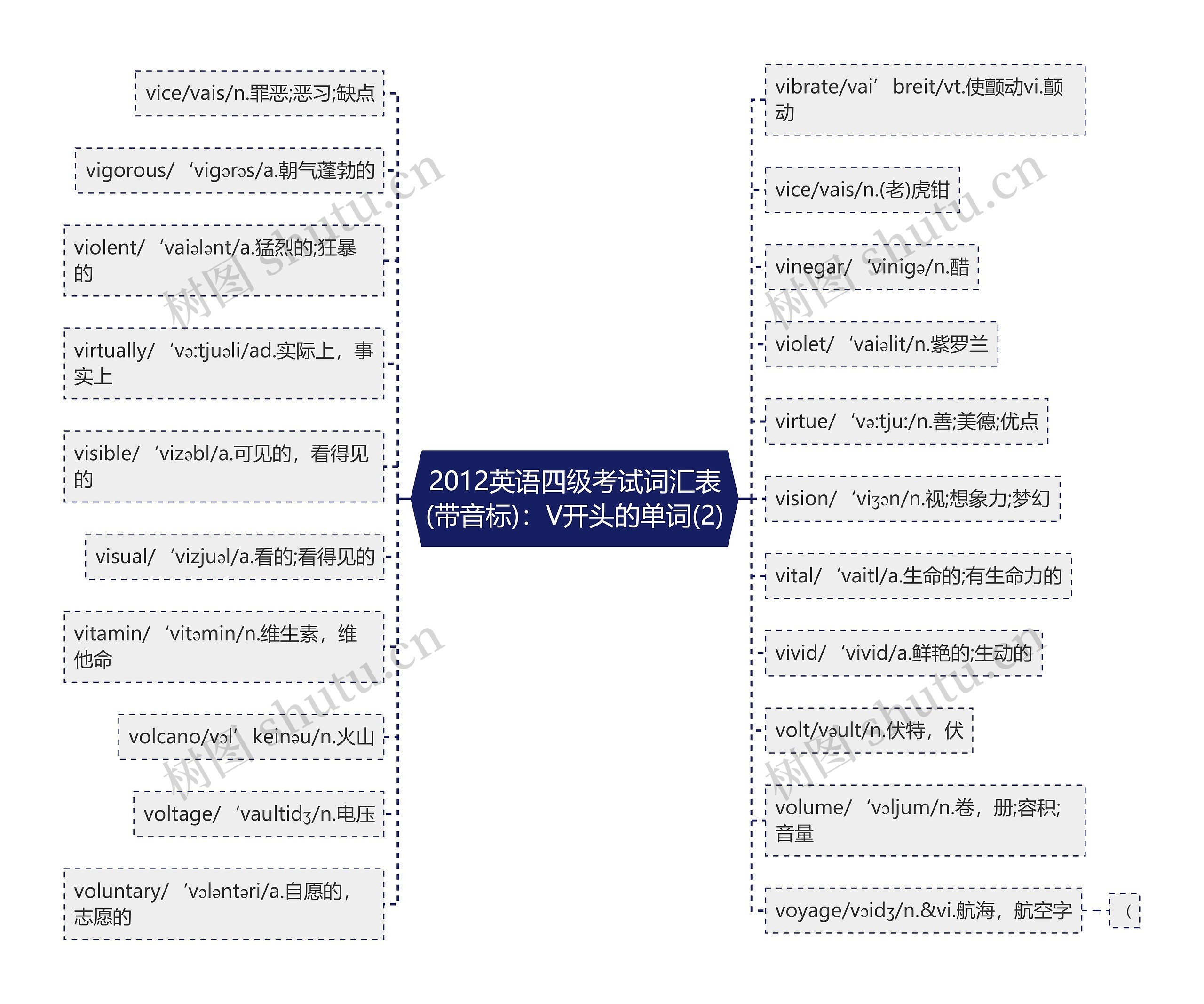 2012英语四级考试词汇表(带音标)：V开头的单词(2)