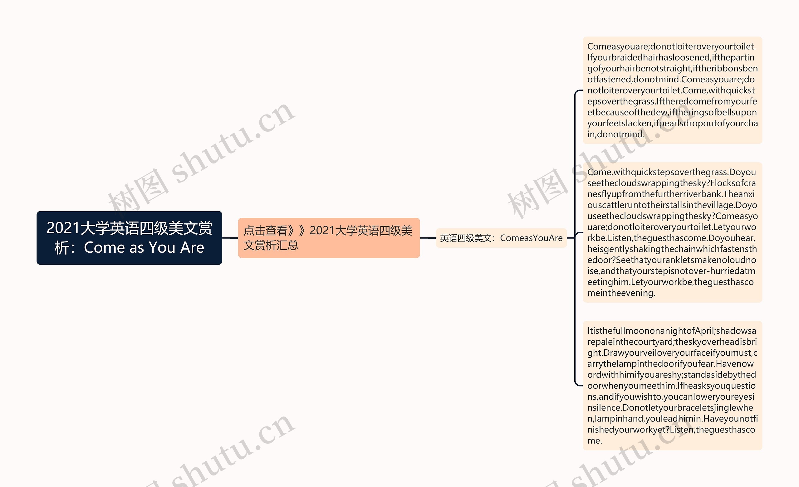 2021大学英语四级美文赏析：Come as You Are思维导图