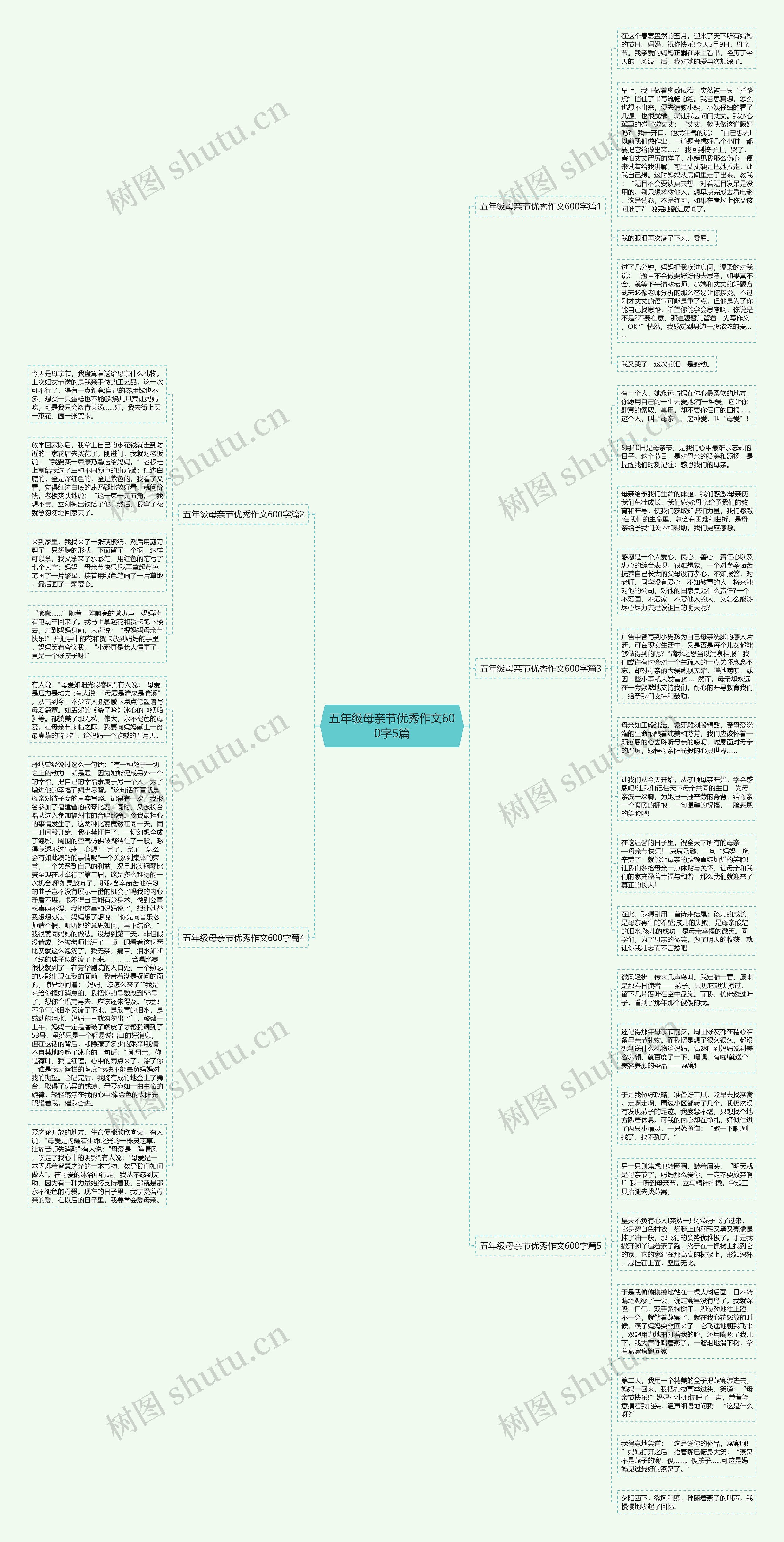 五年级母亲节优秀作文600字5篇思维导图