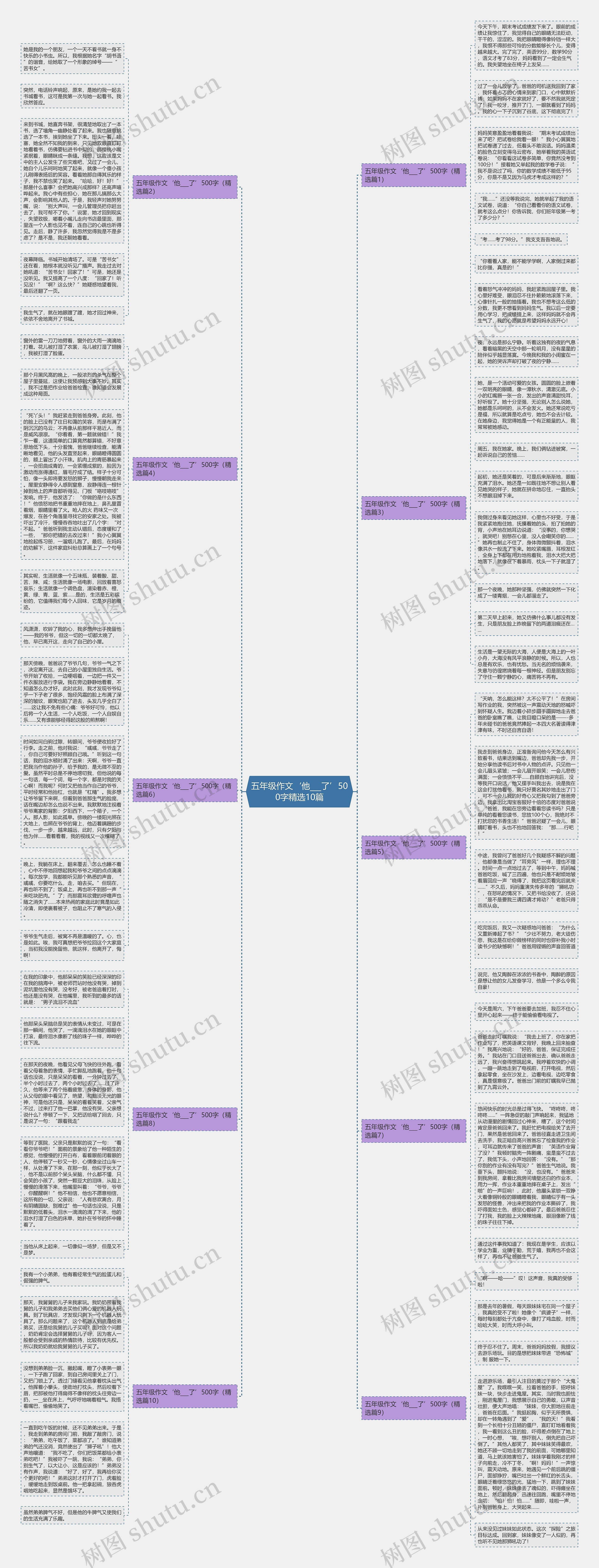 五年级作文‘他___了’500字精选10篇思维导图