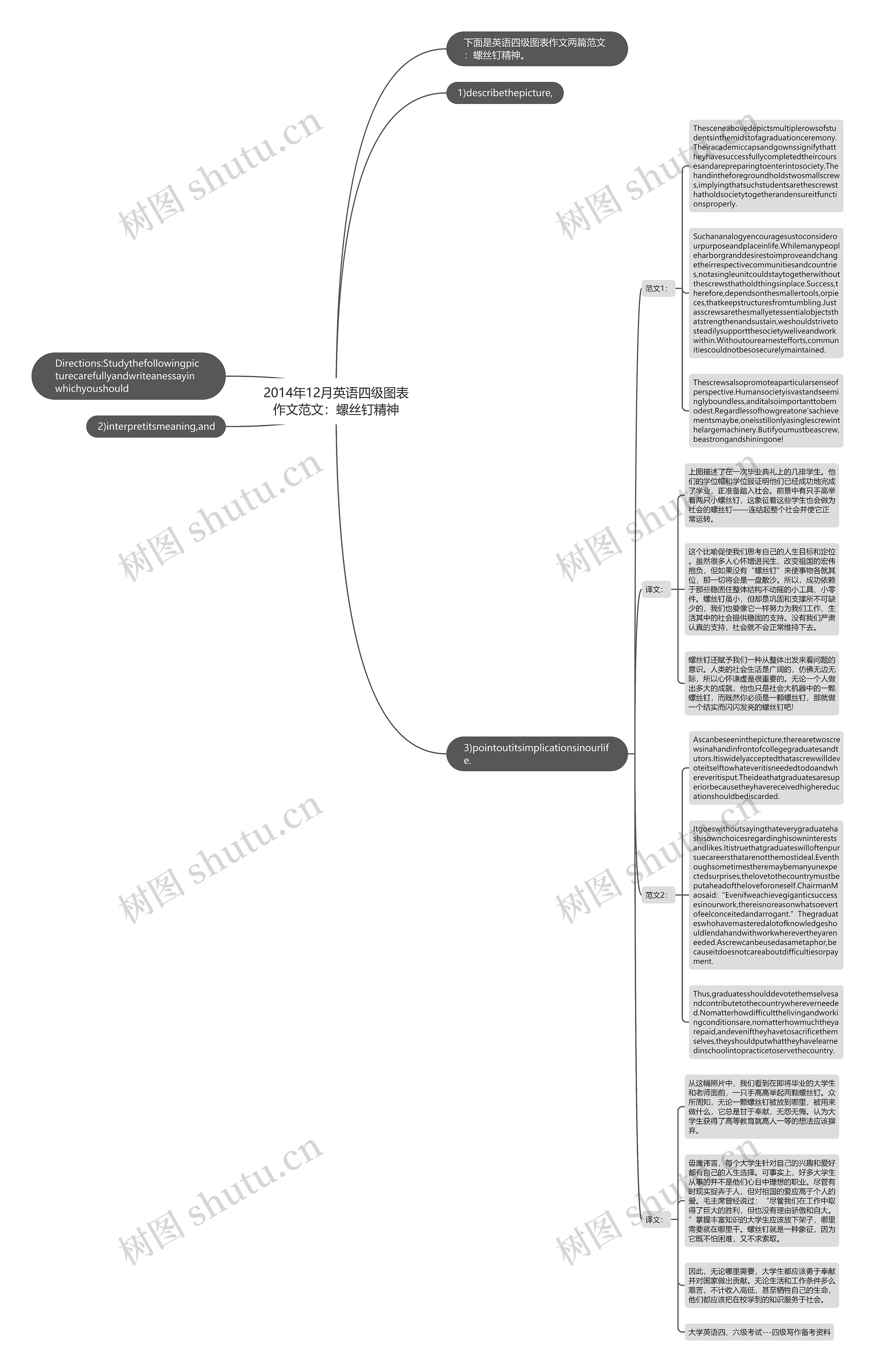 2014年12月英语四级图表作文范文：螺丝钉精神思维导图