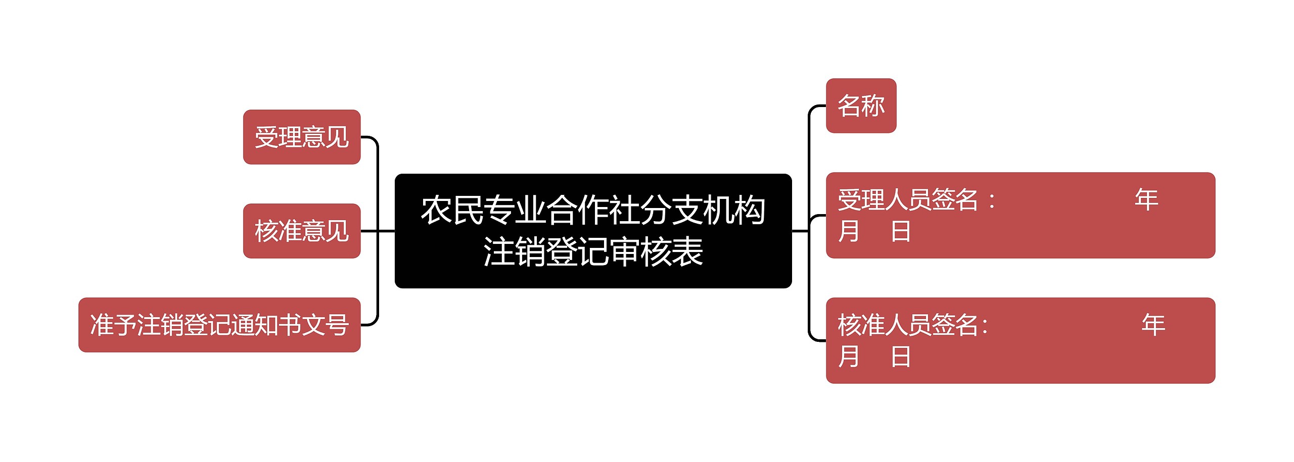 农民专业合作社分支机构注销登记审核表