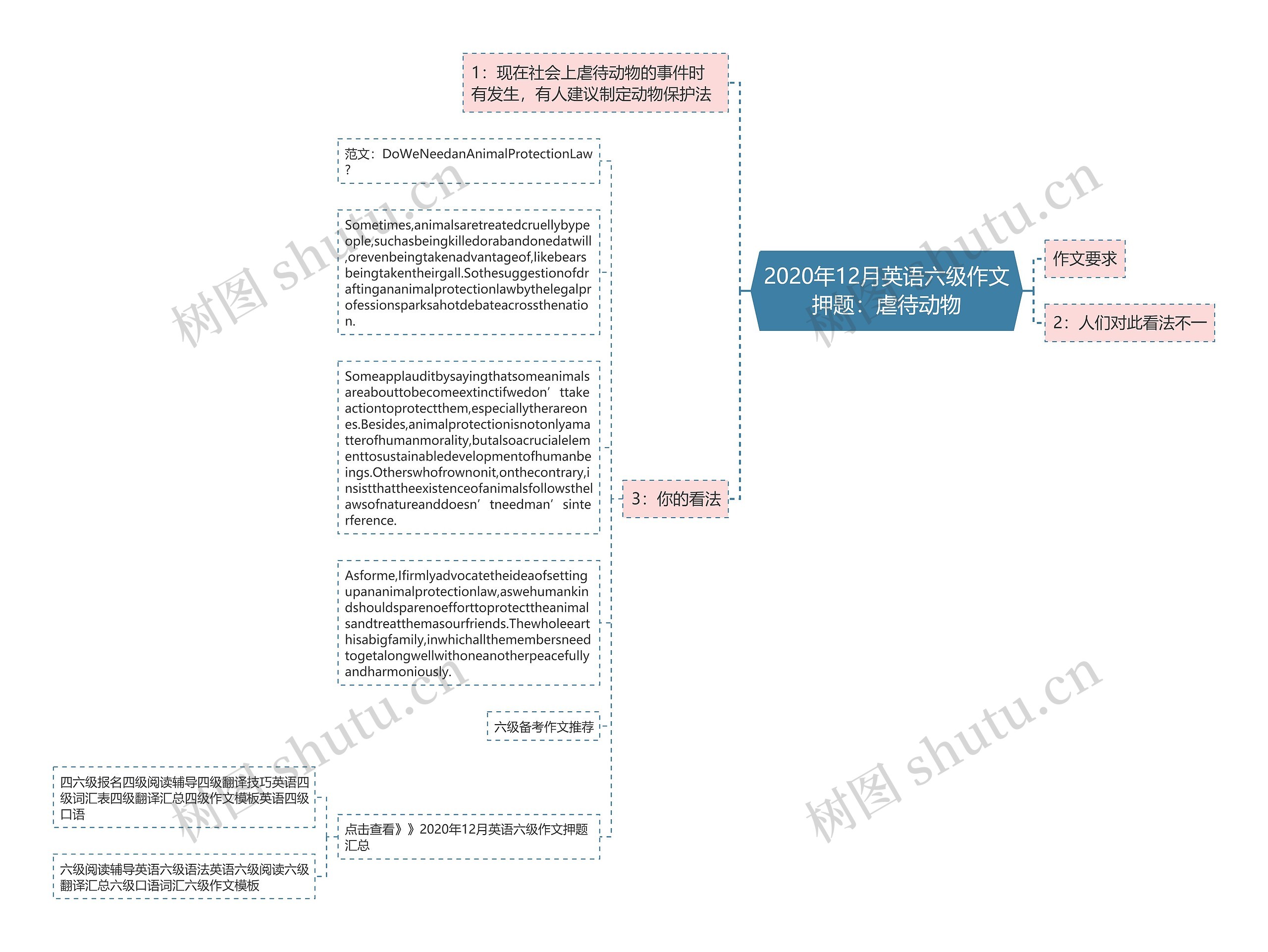 2020年12月英语六级作文押题：虐待动物思维导图