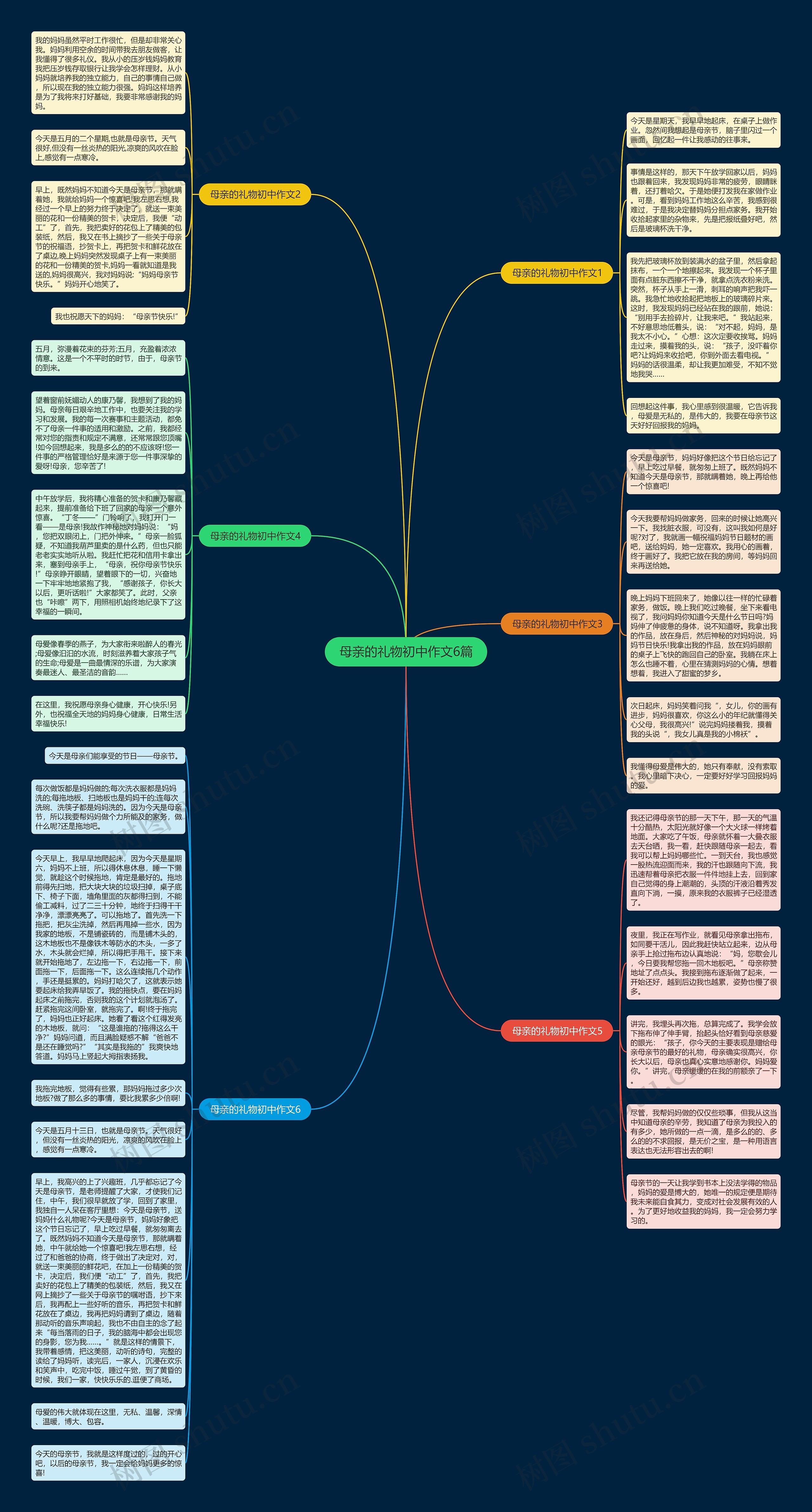 母亲的礼物初中作文6篇思维导图