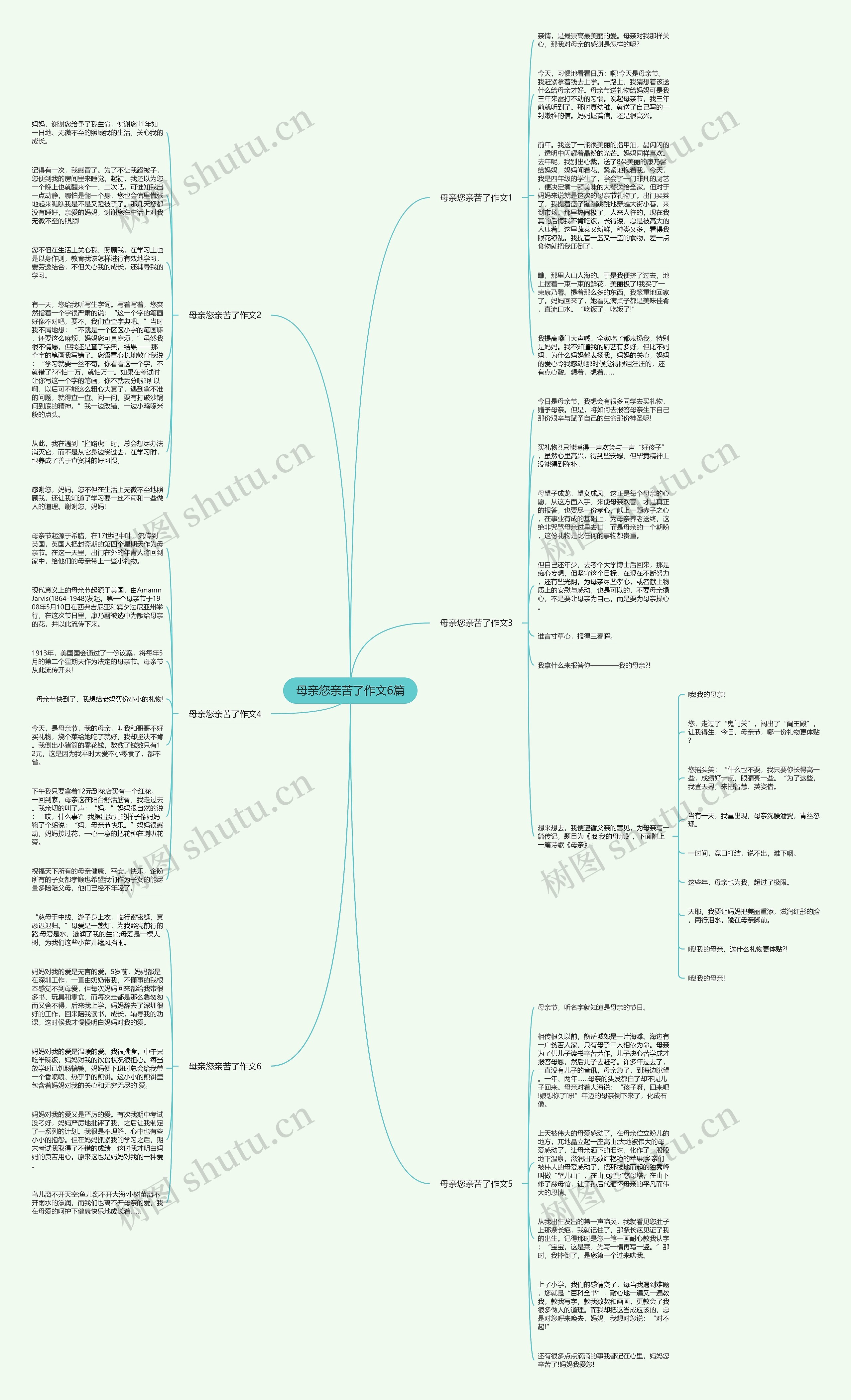 母亲您亲苦了作文6篇思维导图