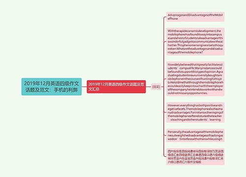 2019年12月英语四级作文话题及范文：手机的利弊