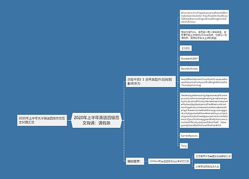 2020年上半年英语四级范文背诵：请假条