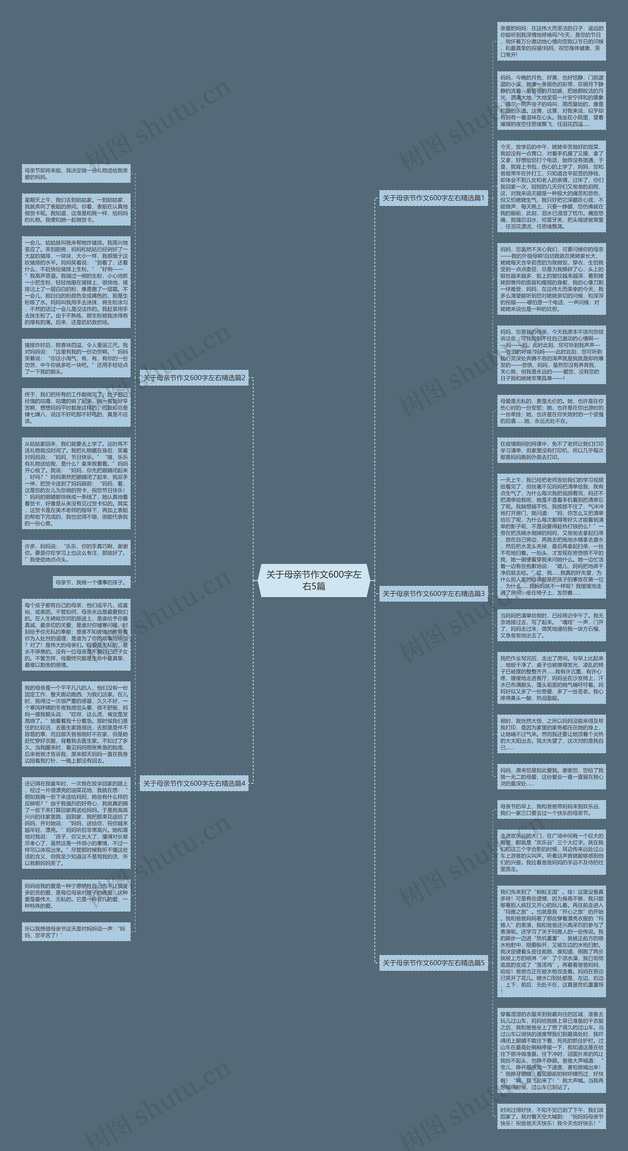 关于母亲节作文600字左右5篇思维导图